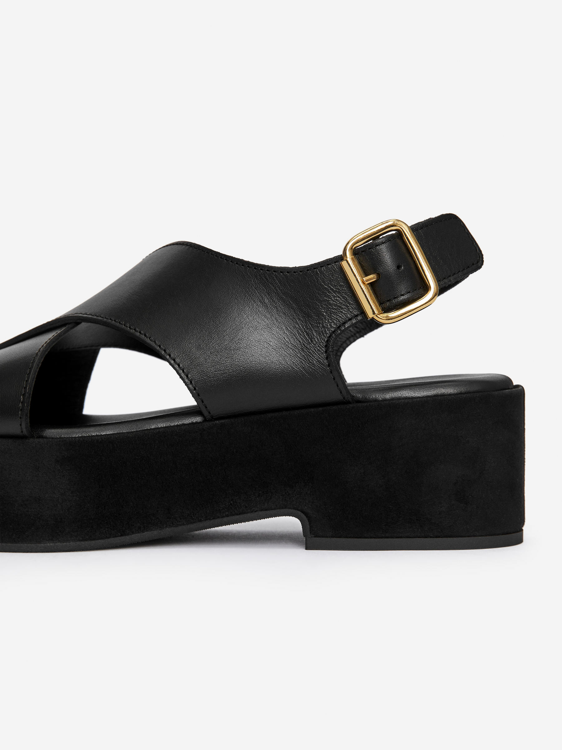 Sandales compensées en cuir - Noir - Femme - StillMedia/DescriptiveDetail - 5