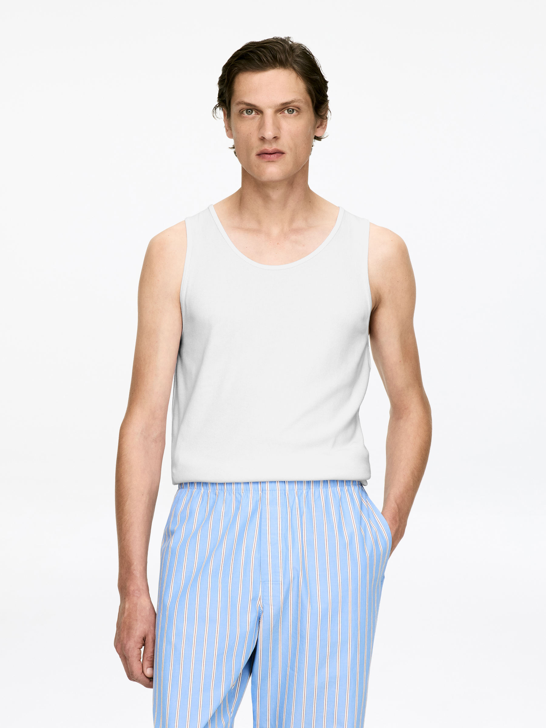 Ribbed Tank Top-#FFFFFF-14938