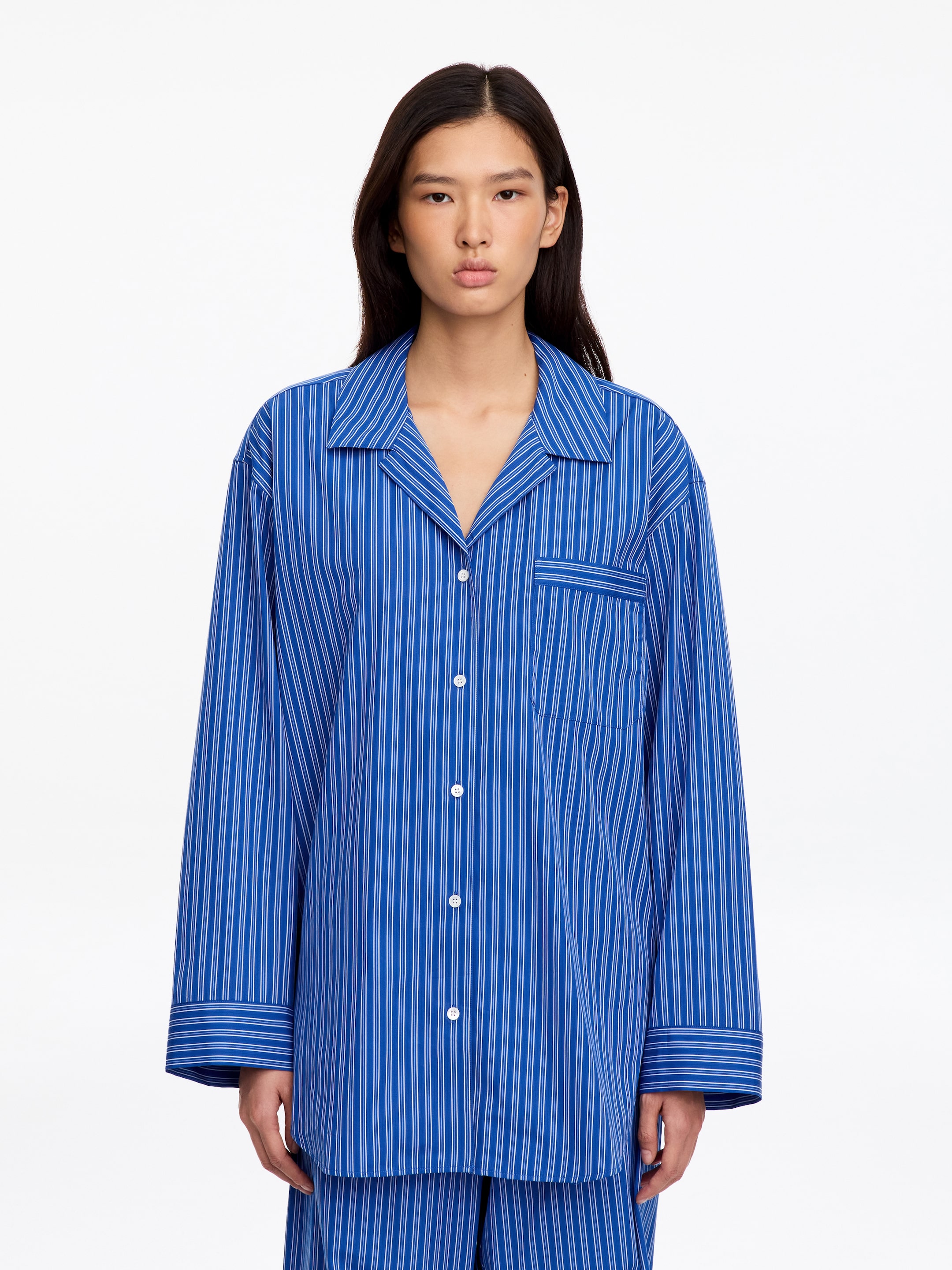 Cotton Pyjama Shirt-Blue-20321