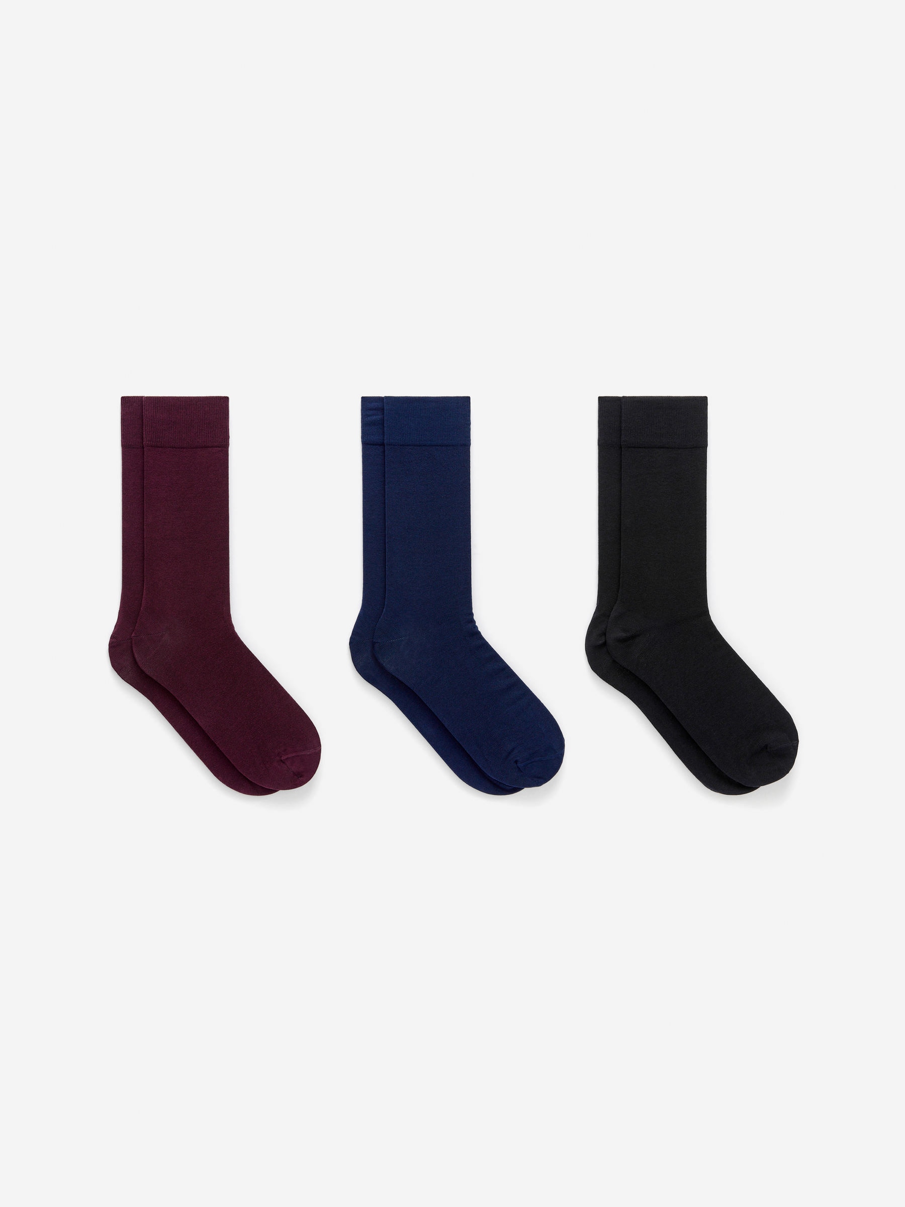 Plain Socks Set of 3-#45282F-16916