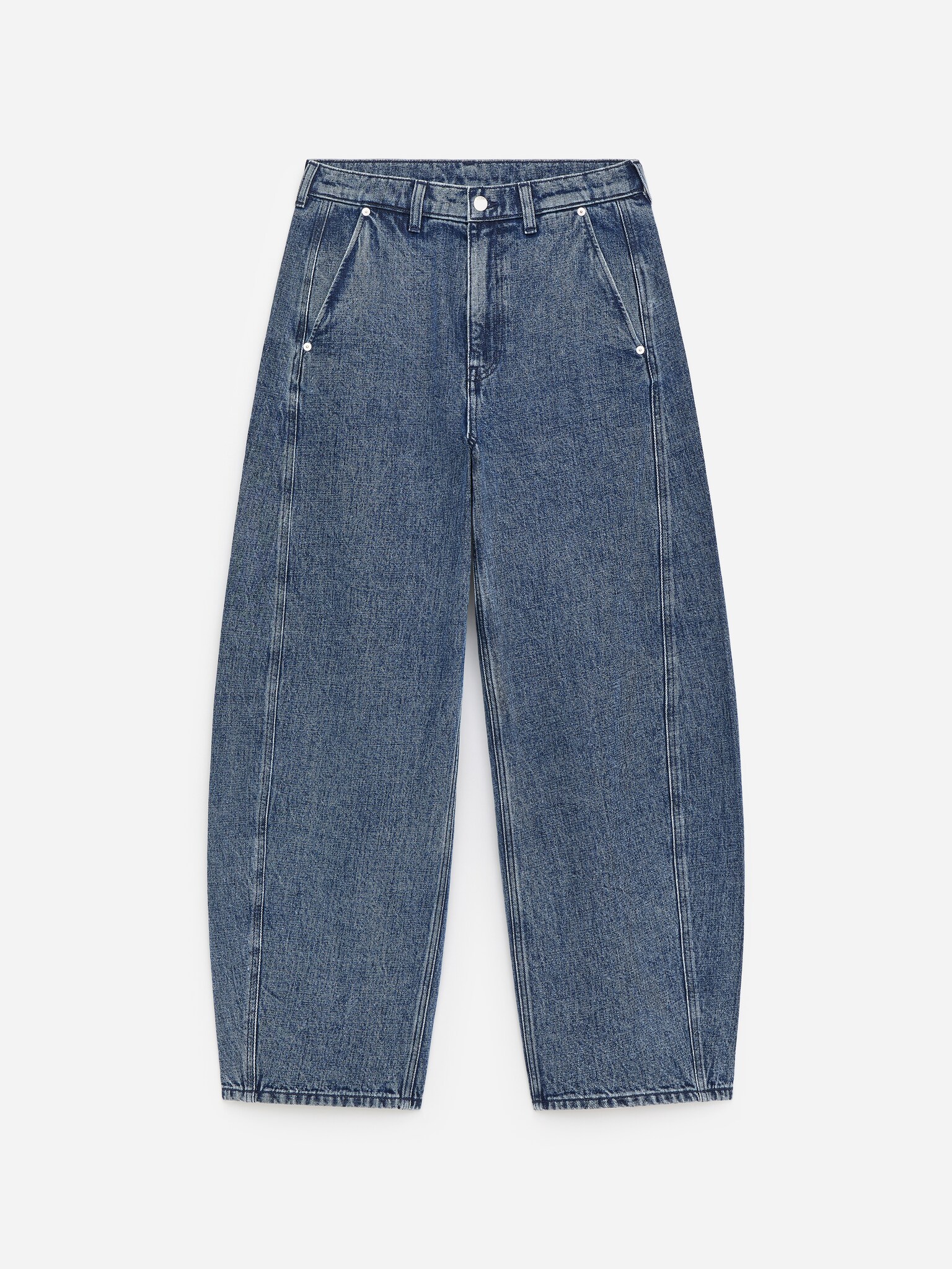 Barrel-Leg Jeans - Washed Blue - 2