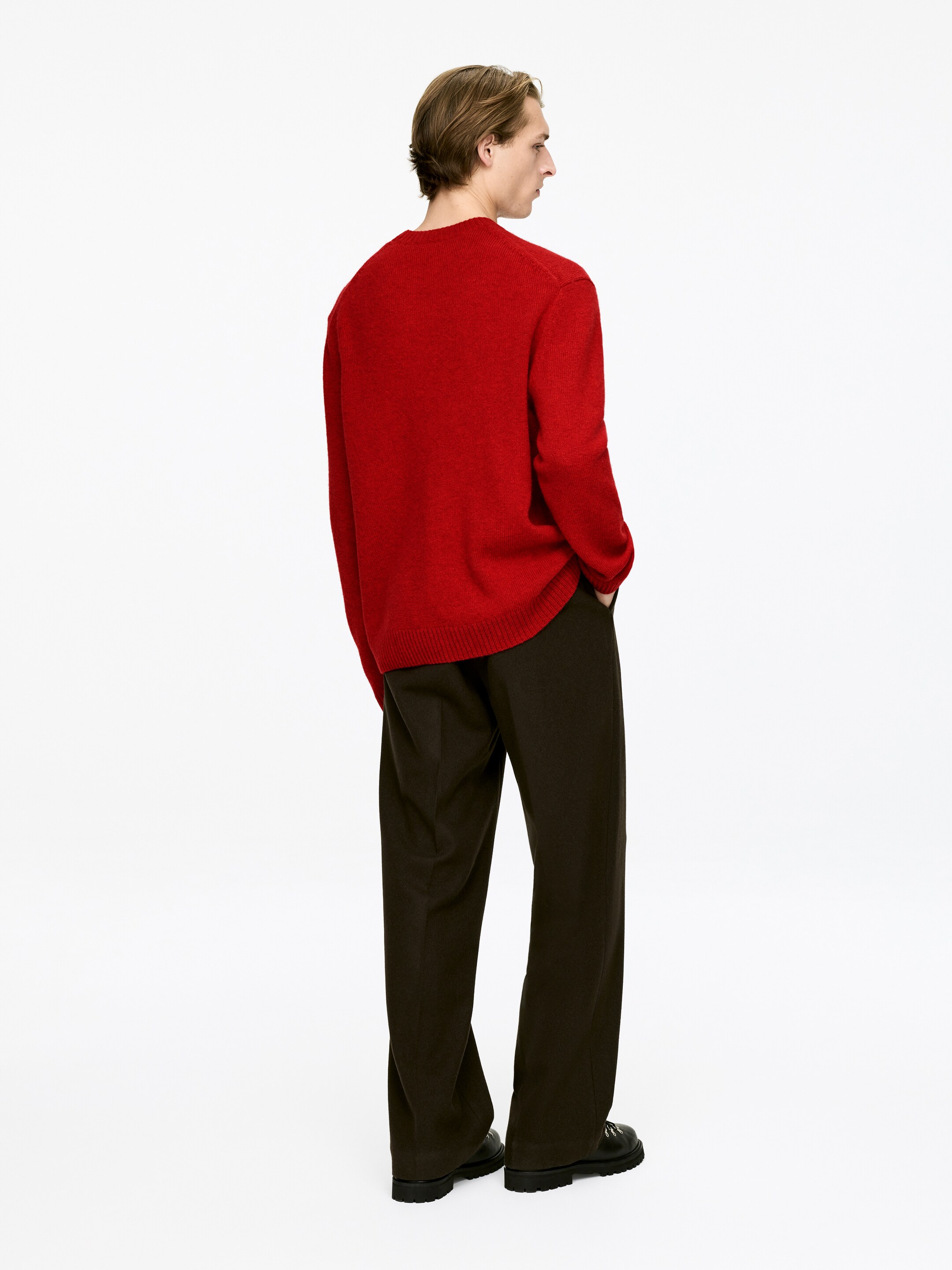Visa större bild: Ulltröja med rund halsringning - Röd - HERR | H&M FI 2