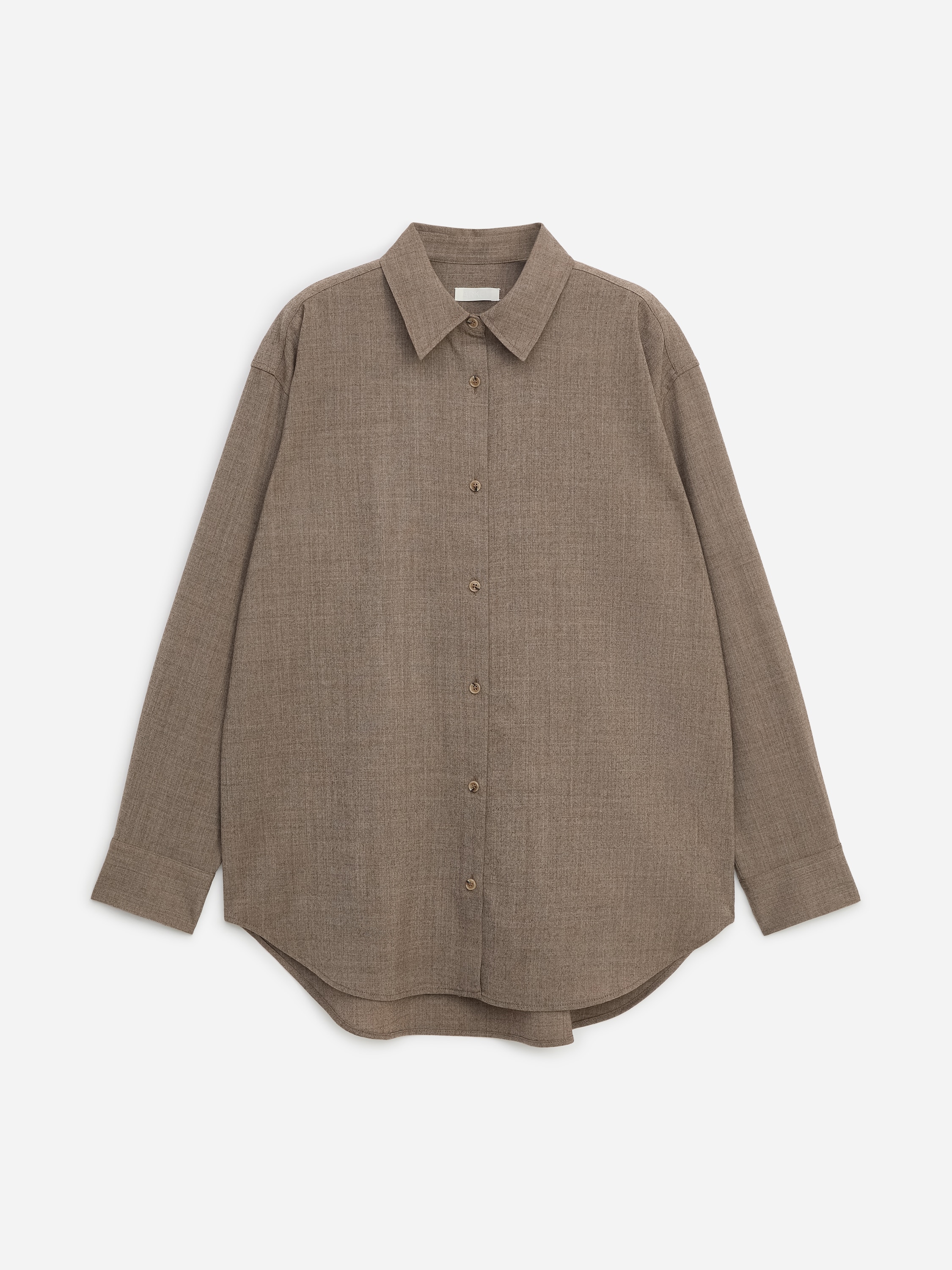 Camisa de franela en mezcla de lana - Marrón oscuro/Gris oscuro jaspeado