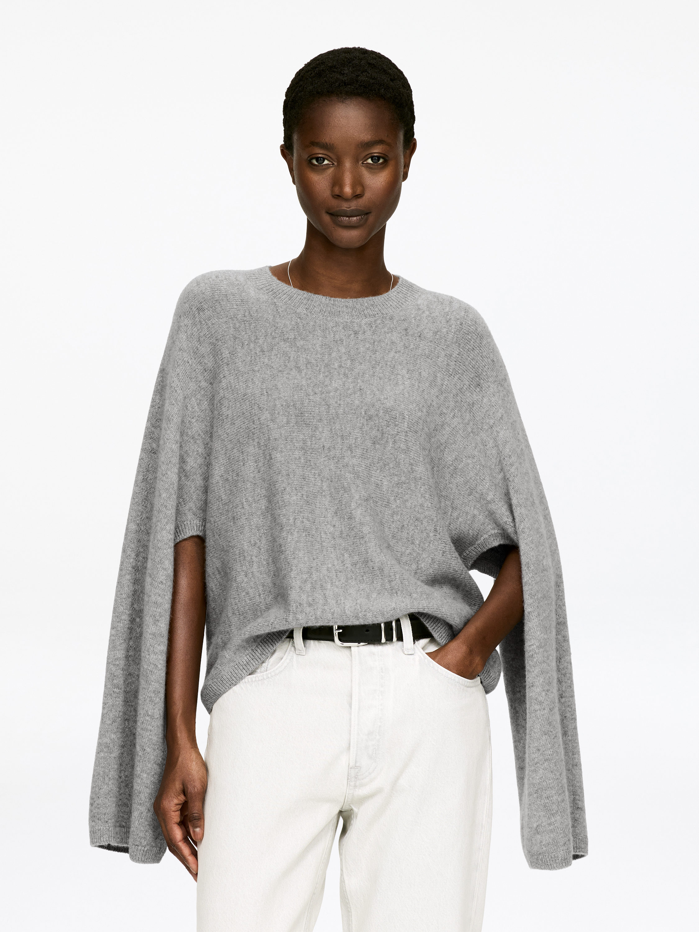 Pull 100 % cachemire avec découpes​-#90939C-16568