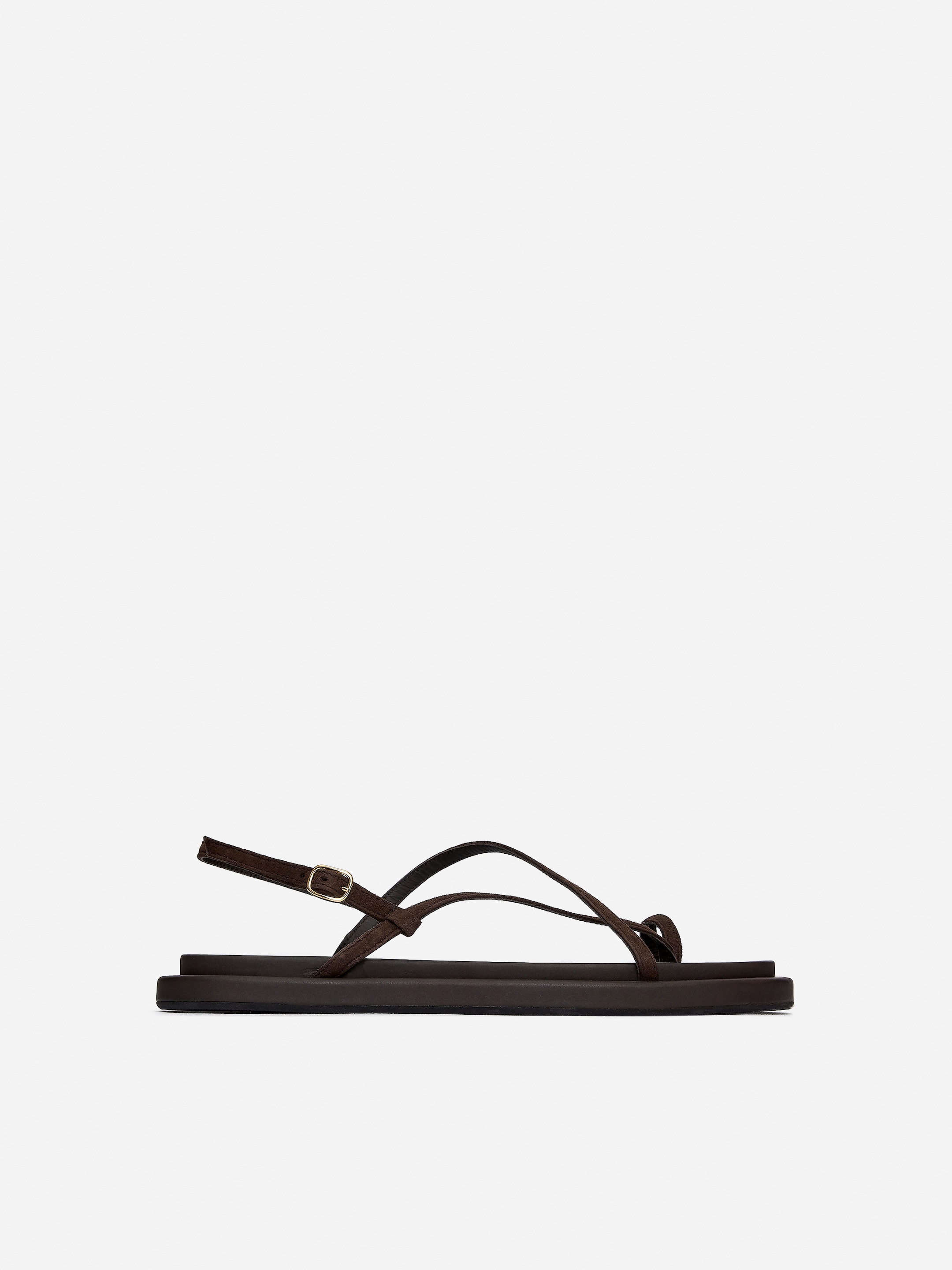 Suede Strap Sandals-#52453E-15756