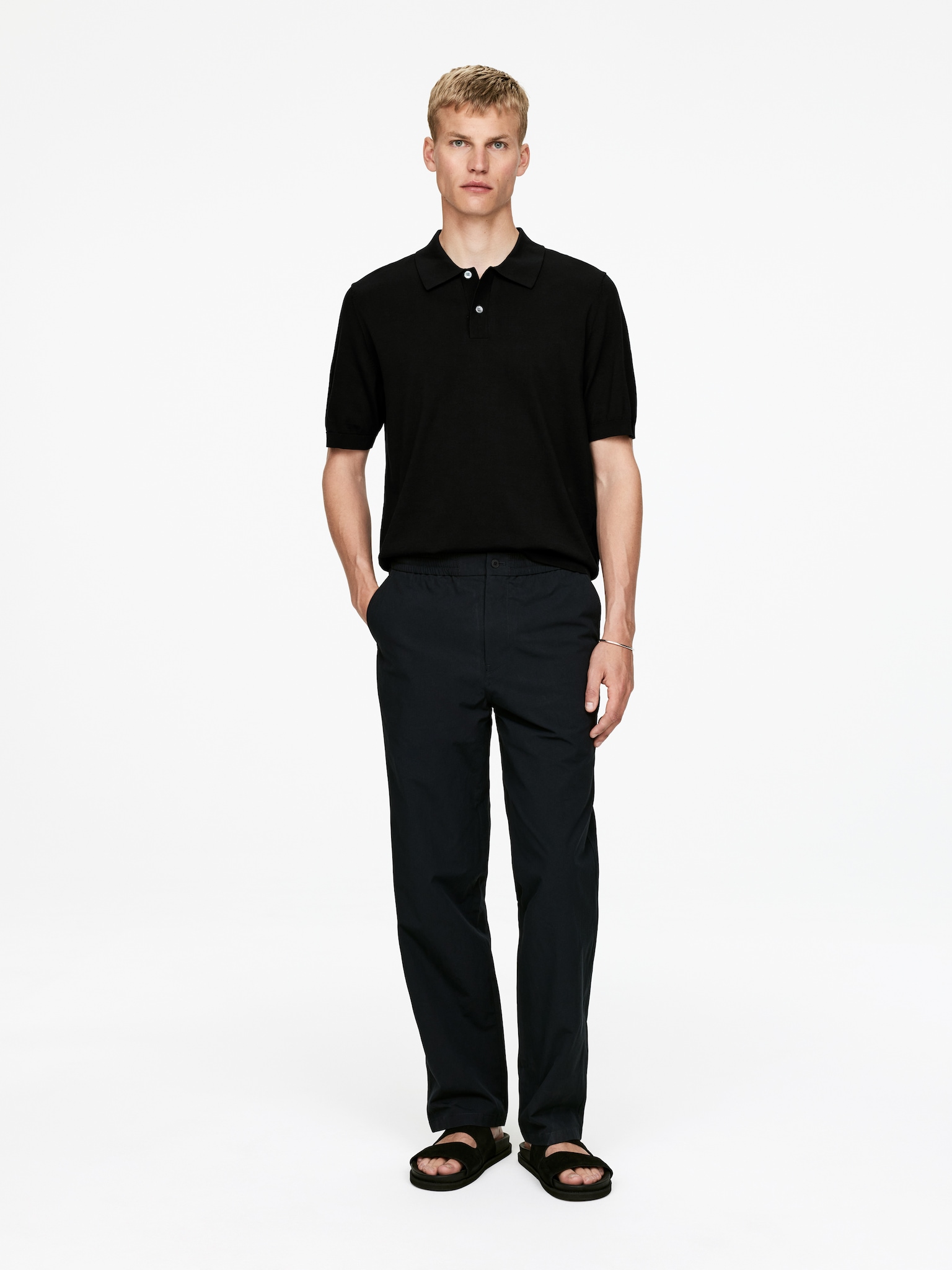 Cotton Trousers - Black/Dark Blue