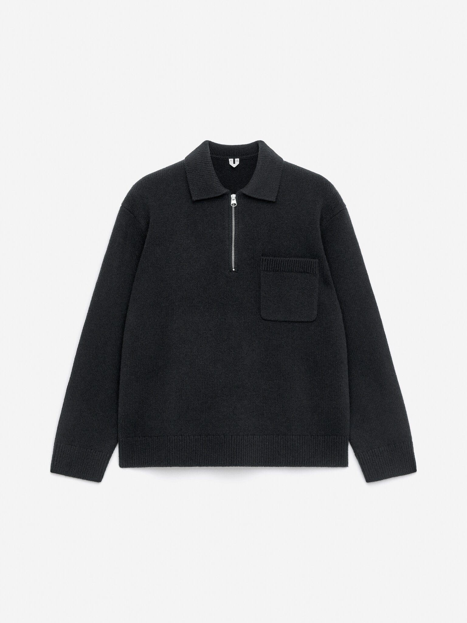 Gebreid wollen poloshirt met rits - Zwart/Taupe/Grijs/Donkergroen/Bruin - 2