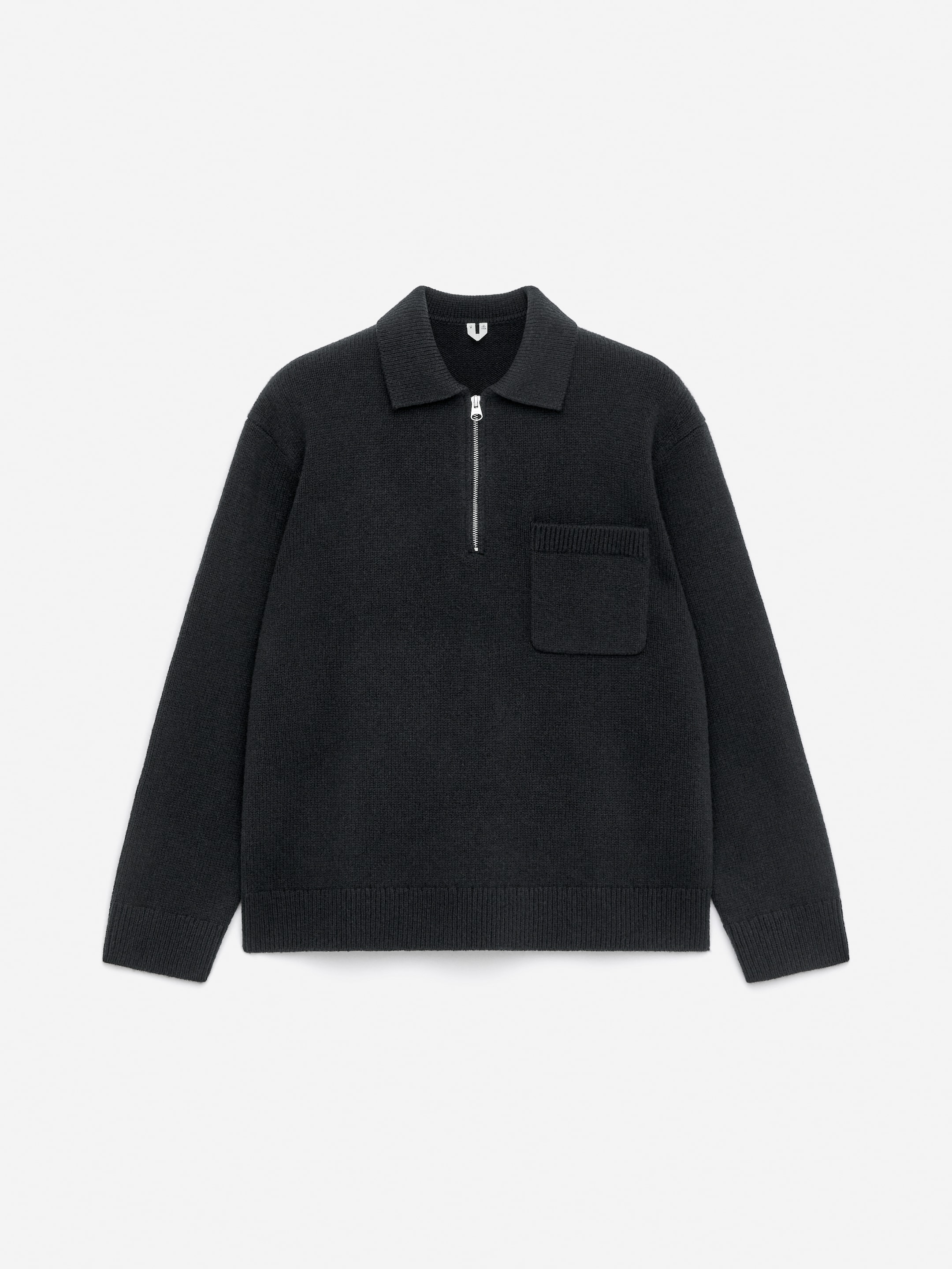 Knitted Wool Zip Polo Shirt - Black - Regular fit - Men - StillMedia/DescriptiveStillLife - 2