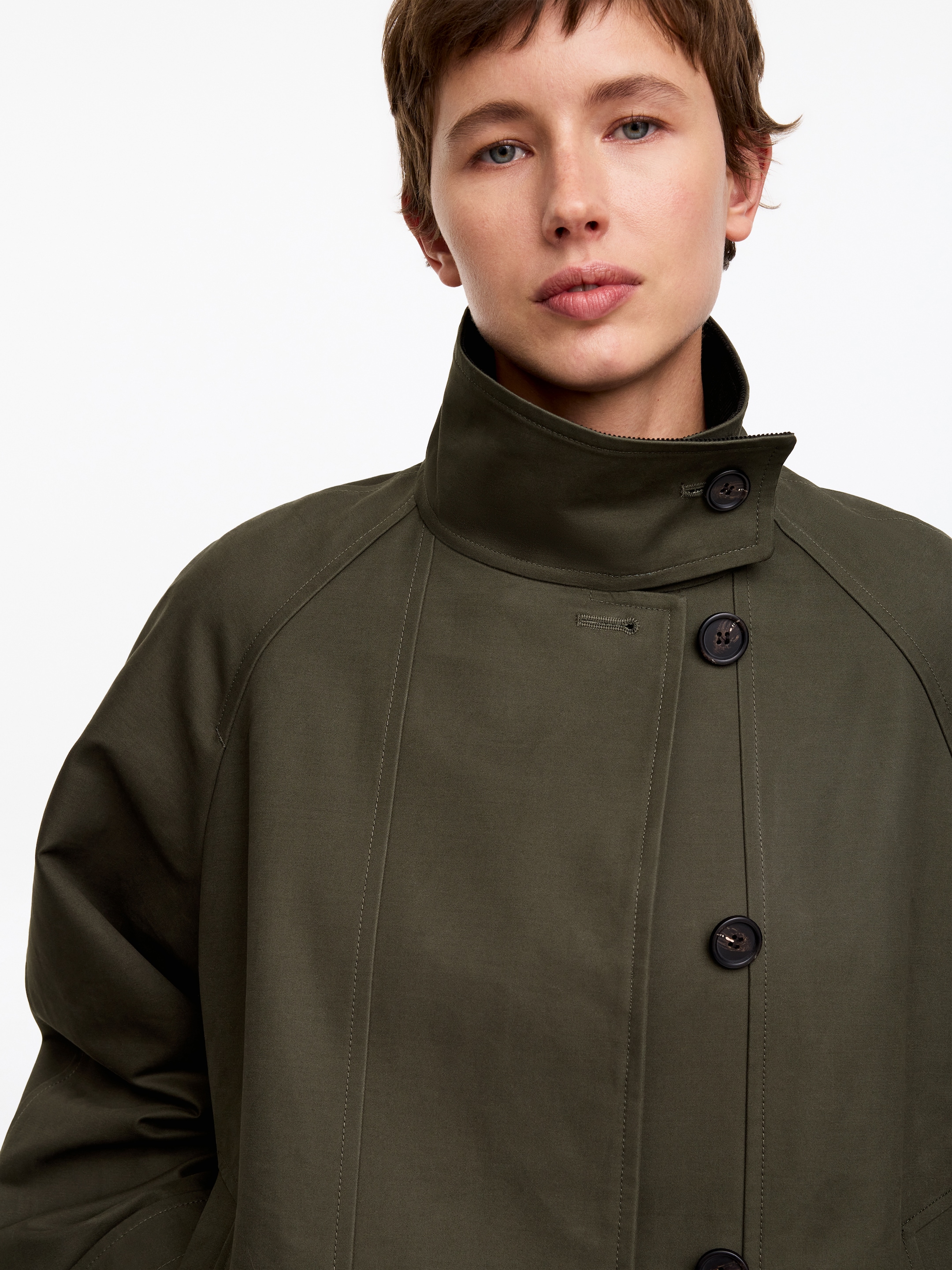 Relaxed Cotton Jacket - Khaki Green - Relaxed fit - women - StillMedia/Lookbook - 3