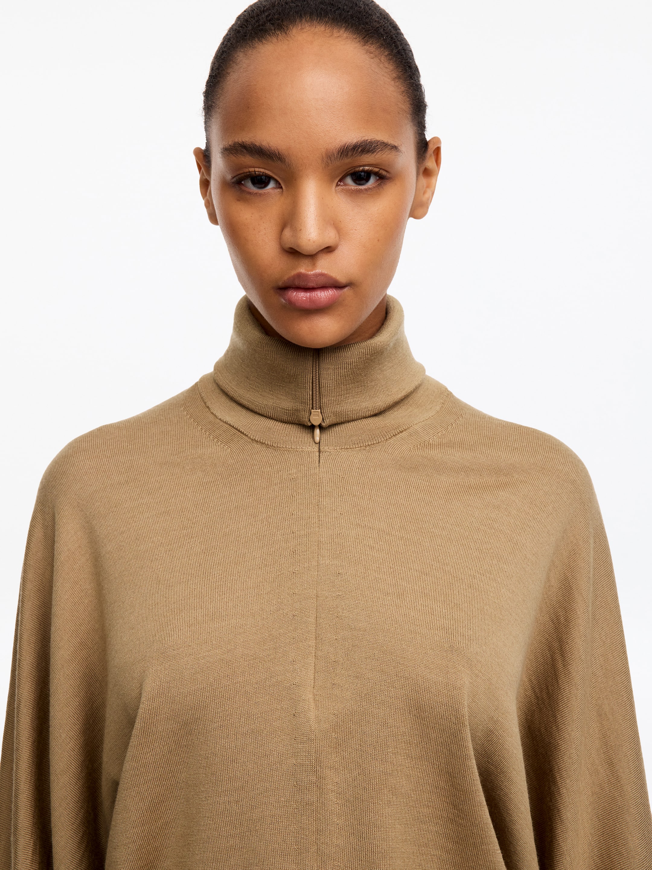 Merino Wool Half-Zip Jumper - Beige - Loose fit - women - StillMedia/Lookbook - 3