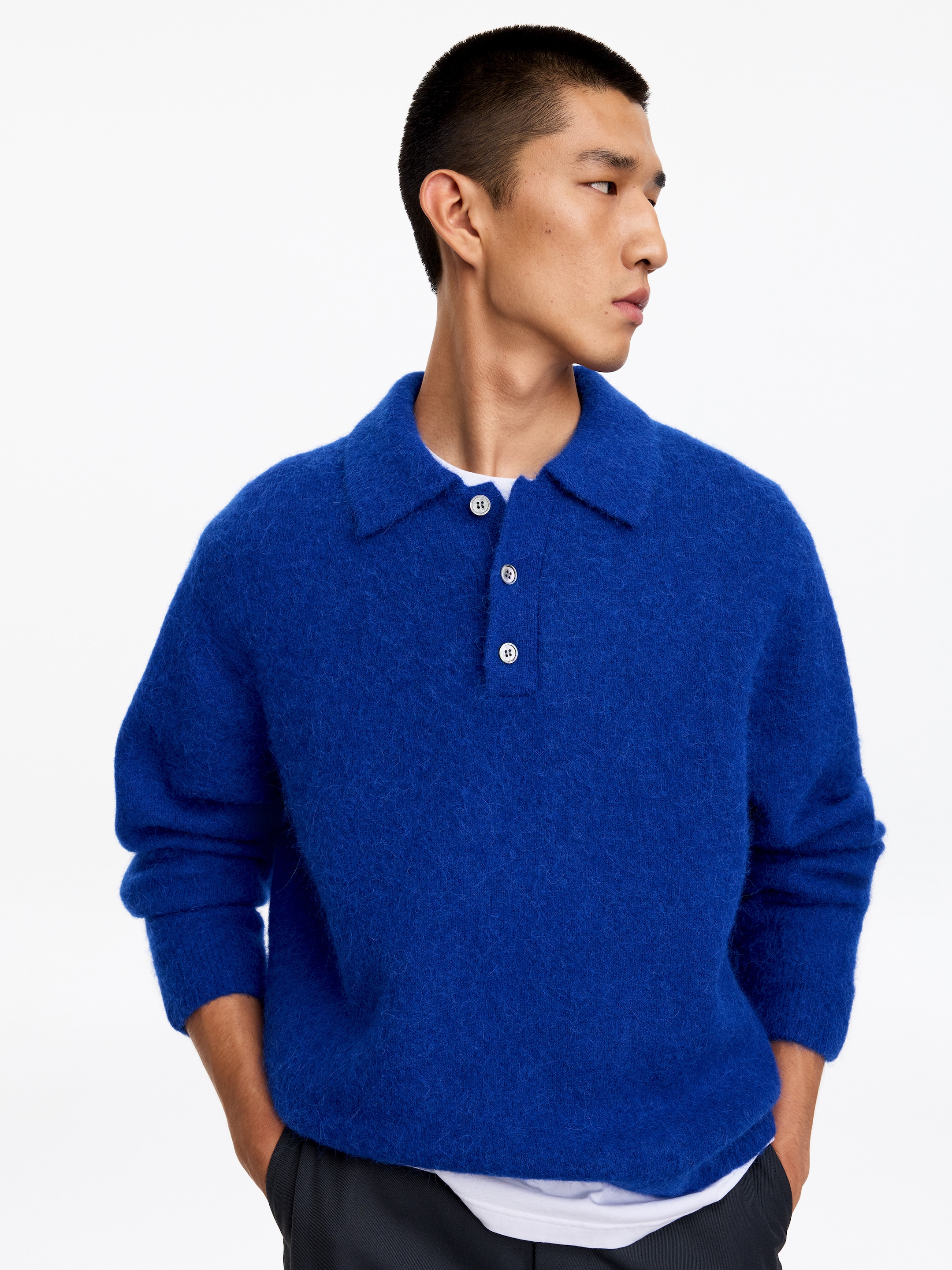 Polo en mezcla de lana y alpaca - Azul - Corte holgado - men - StillMedia/Lookbook - 6