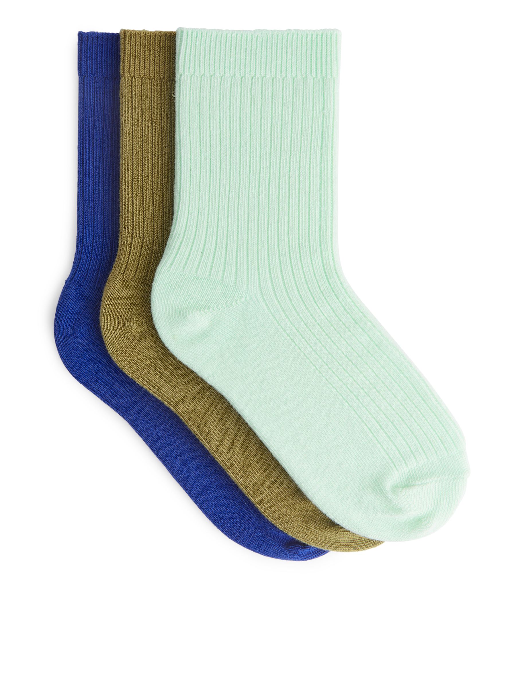 Rippstricksocken, 3 Paare - Mintgrün/Khaki/blau - Regular Fit - Kinder - StillMedia/DescriptiveStillLife - 1