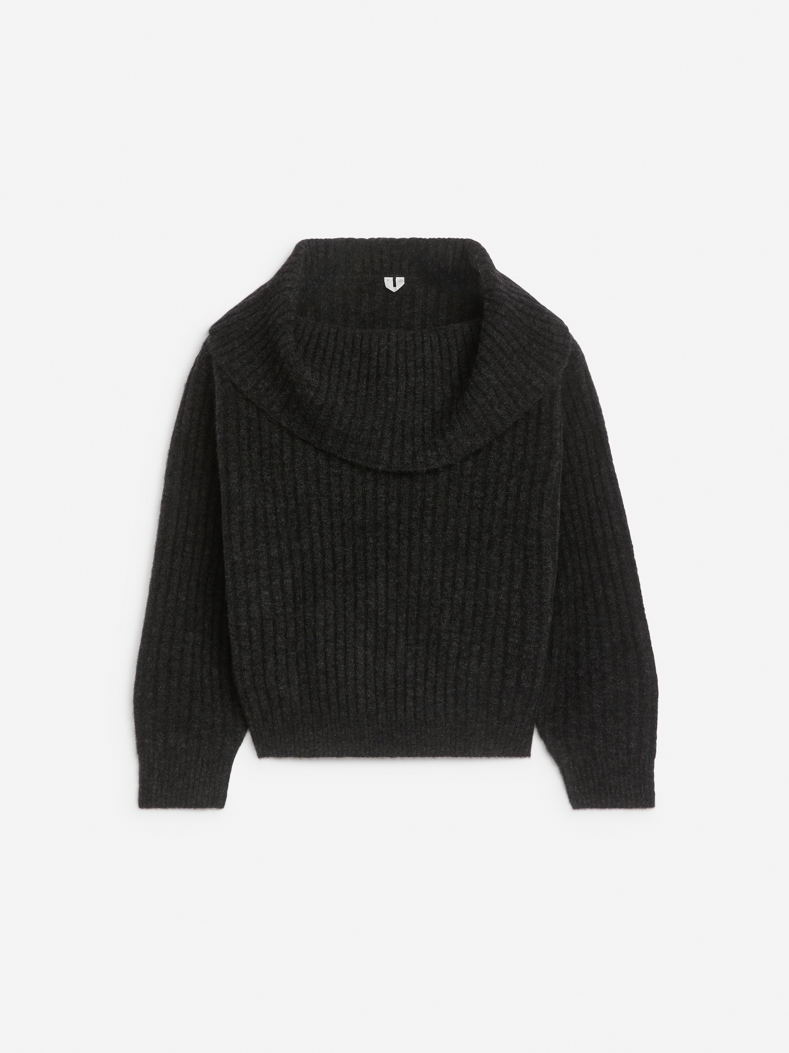 Gerippter Off-Shoulder-Pullover - Dunkelgrau