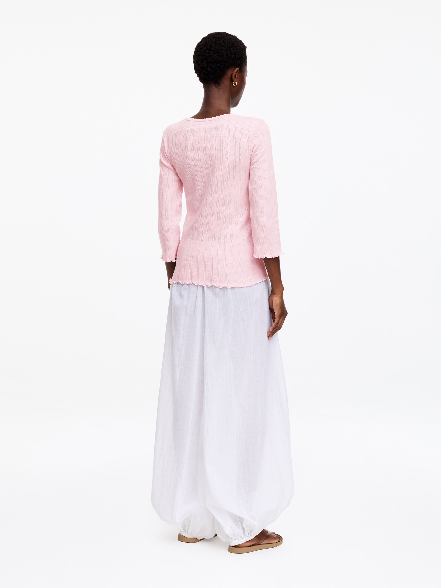 Pointelle-Knitted Top - Pink - Regular fit - Women - StillMedia/Lookbook - 2