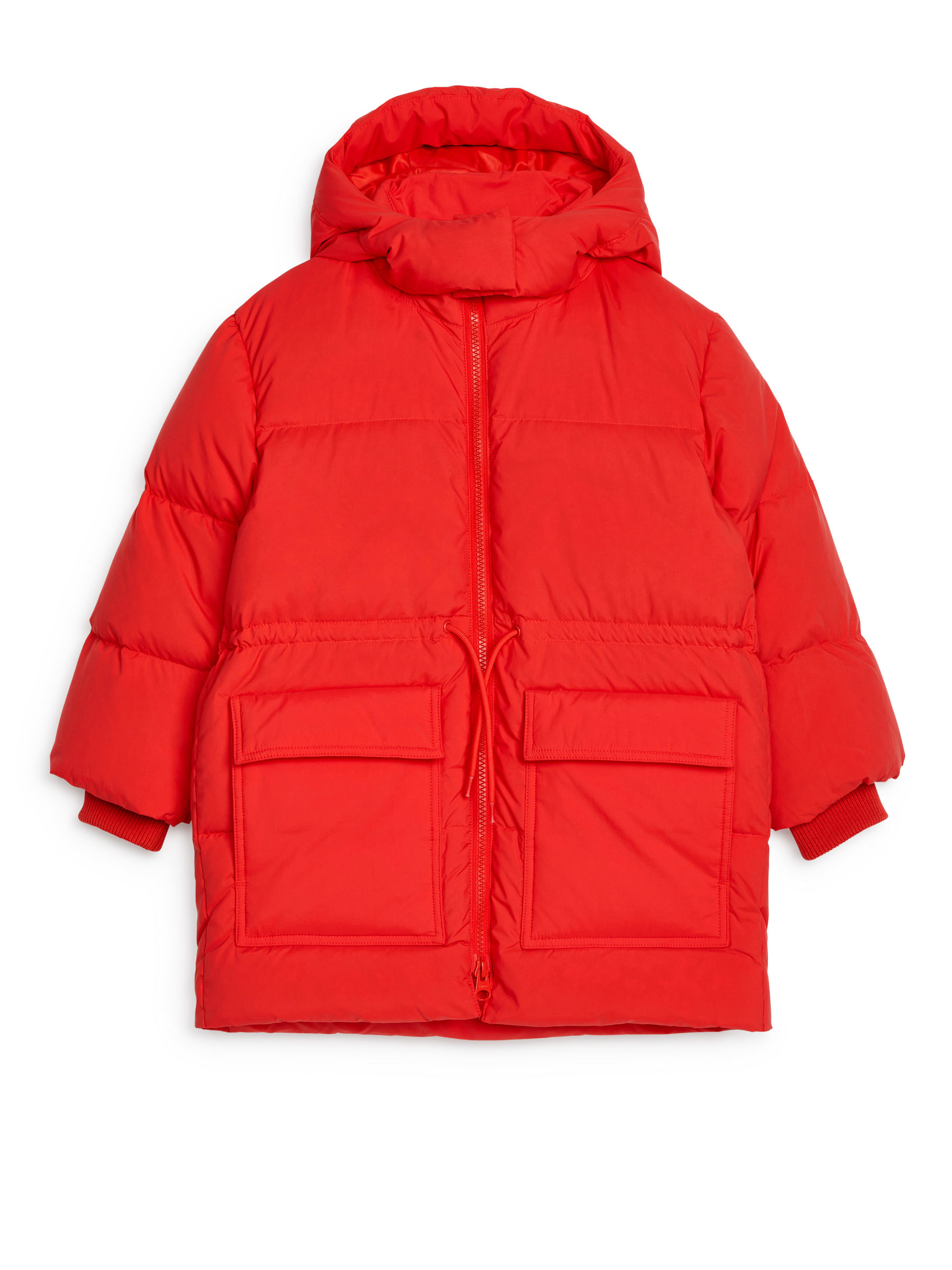 Upcycled Down Jacket-Red-13095
