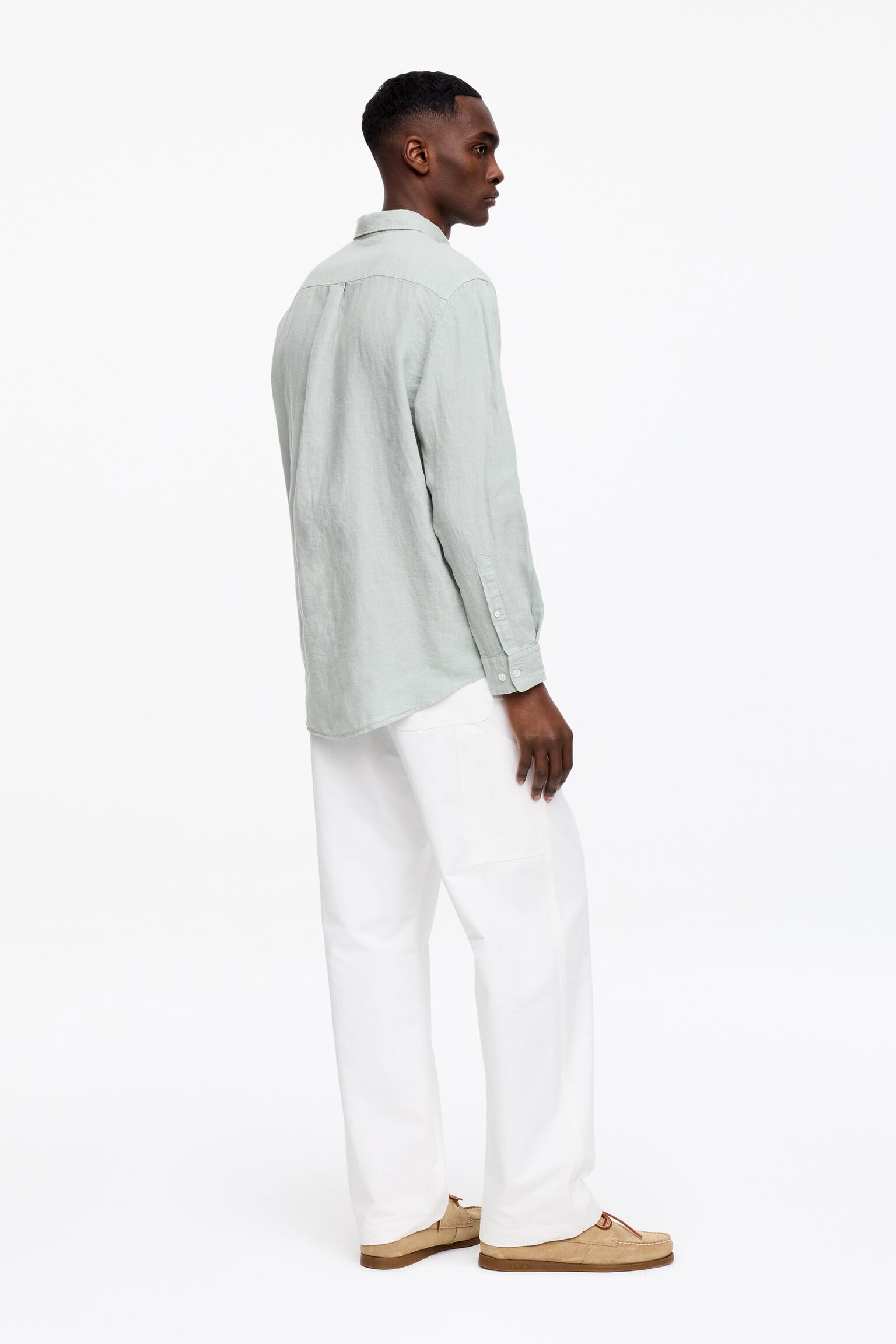 Vid linneskjorta - Mintgrön/Mörkblå/Off-white/Mörk dimrosa - 4