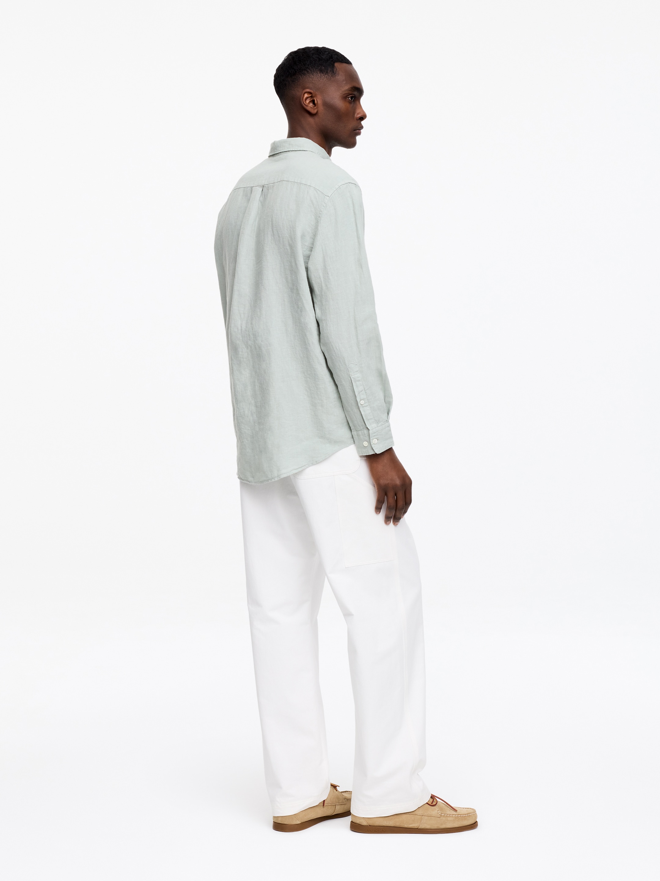 Relaxed Linen Shirt - Mint Green - Relaxed fit - Men - StillMedia/Lookbook - 3