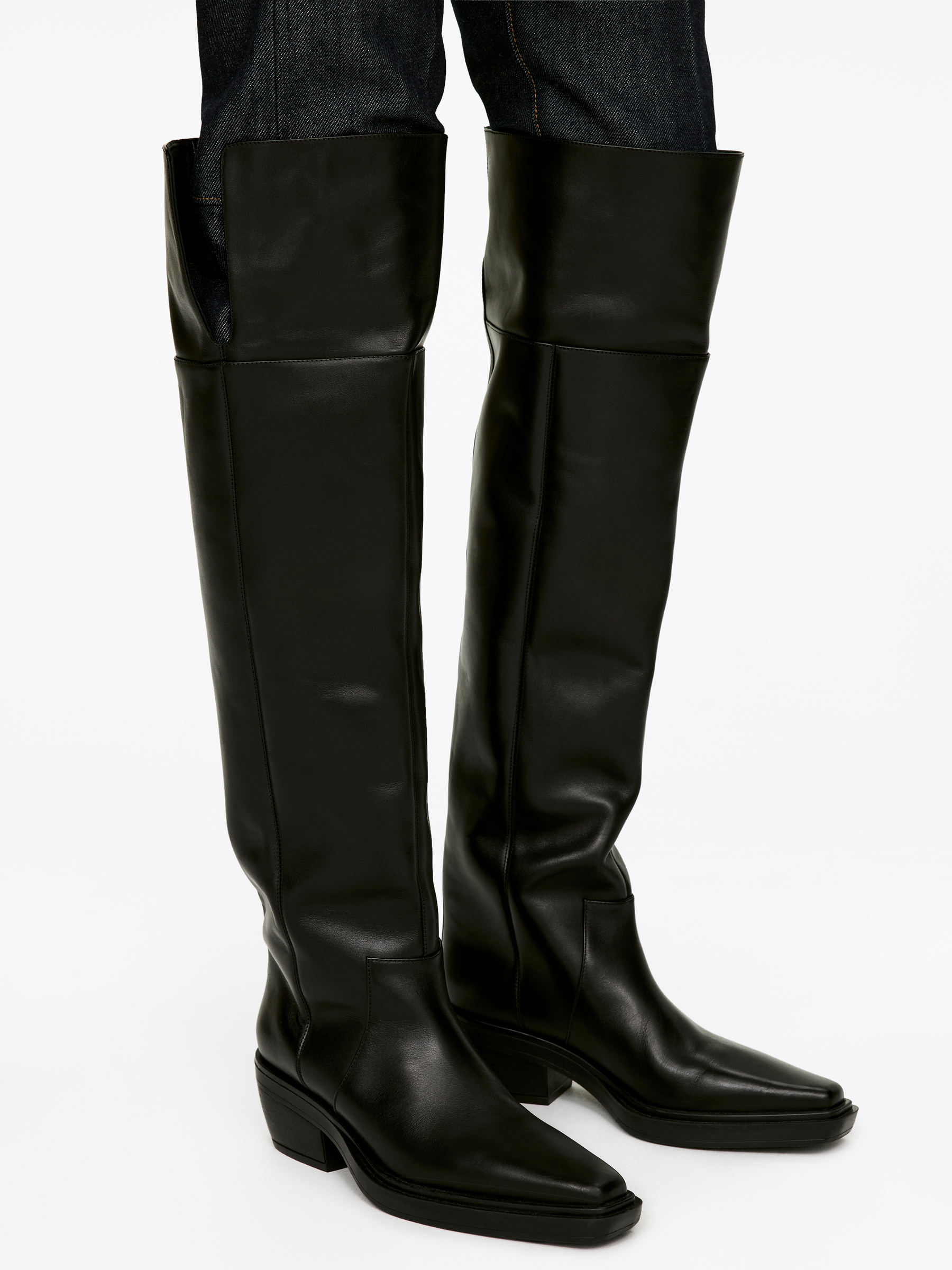 Overknee-stövlar i läder - Svart - Women - StillMedia/Lookbook - 2