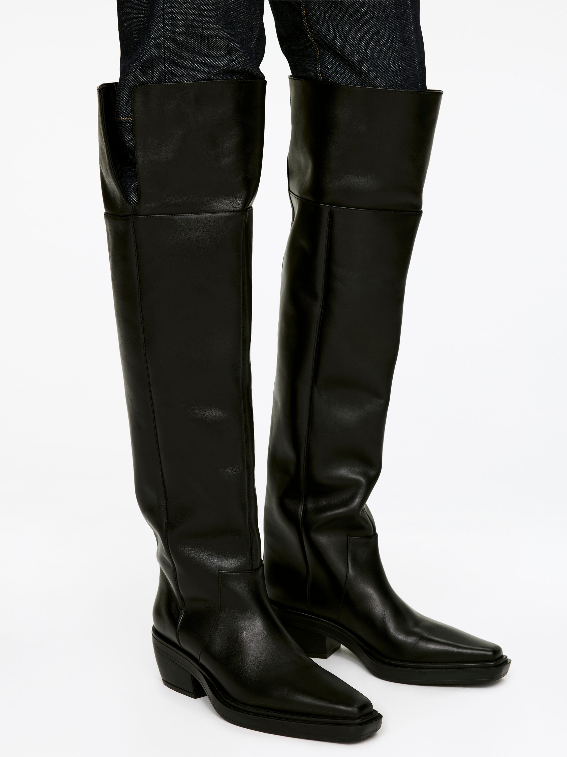 Over-The-Knee Leather Boots - Black - Women - StillMedia/Lookbook - 2