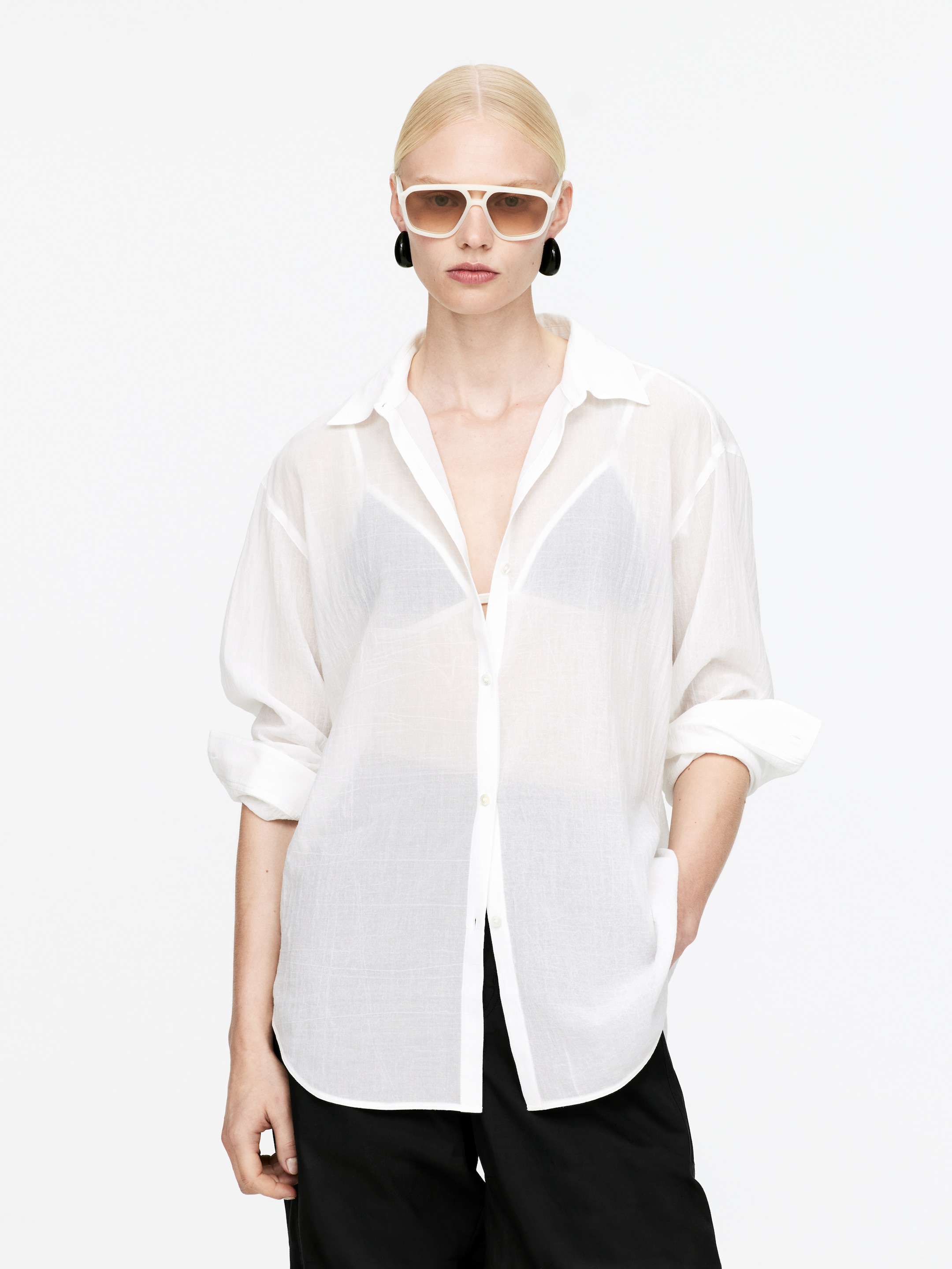 Grotere afbeelding bekijken: Voile overhemd - White - DAMES | H&M BE 1