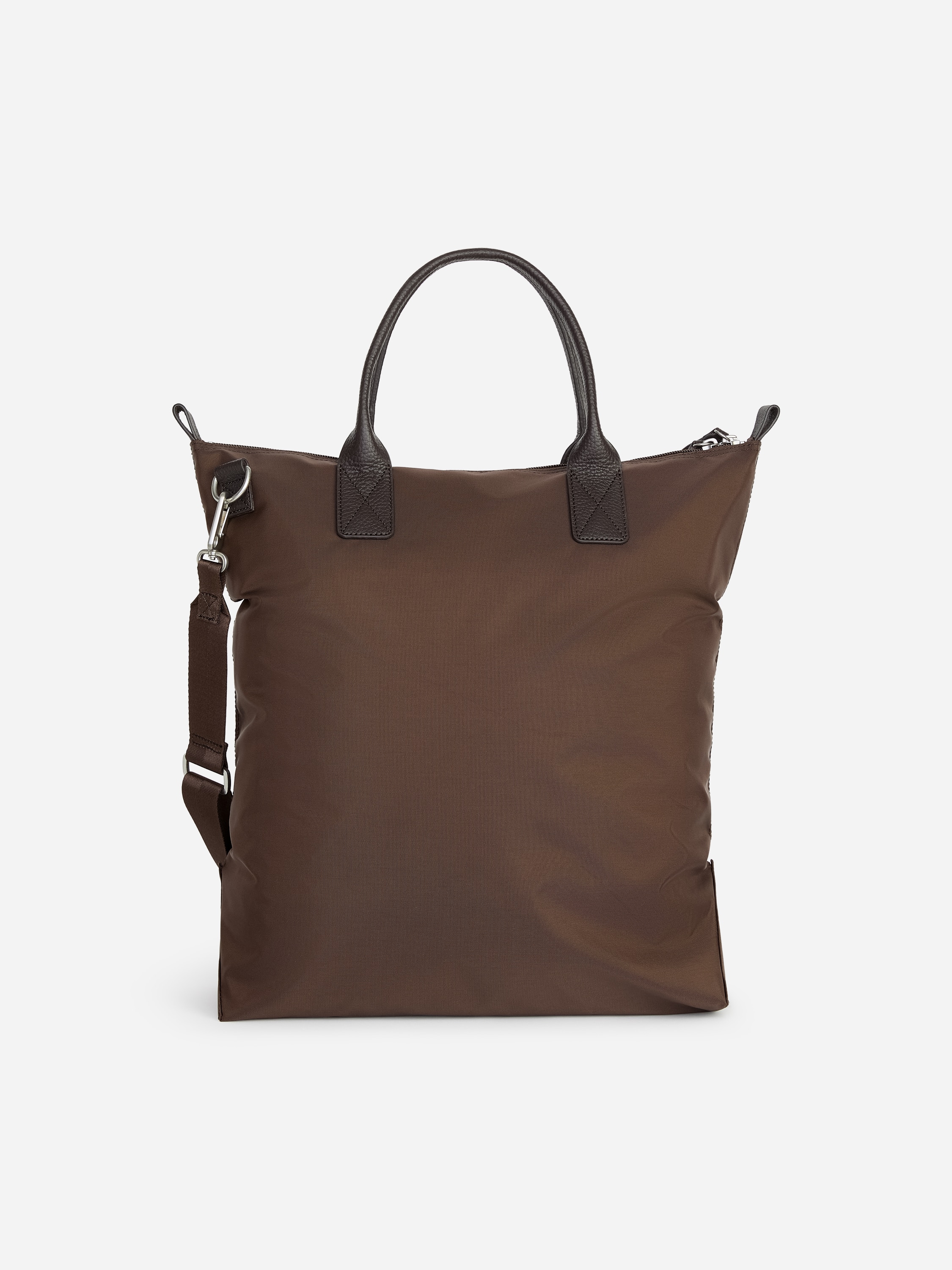 Tragetasche aus Nylon und Leder - Dunkelbraun/Schwarz
