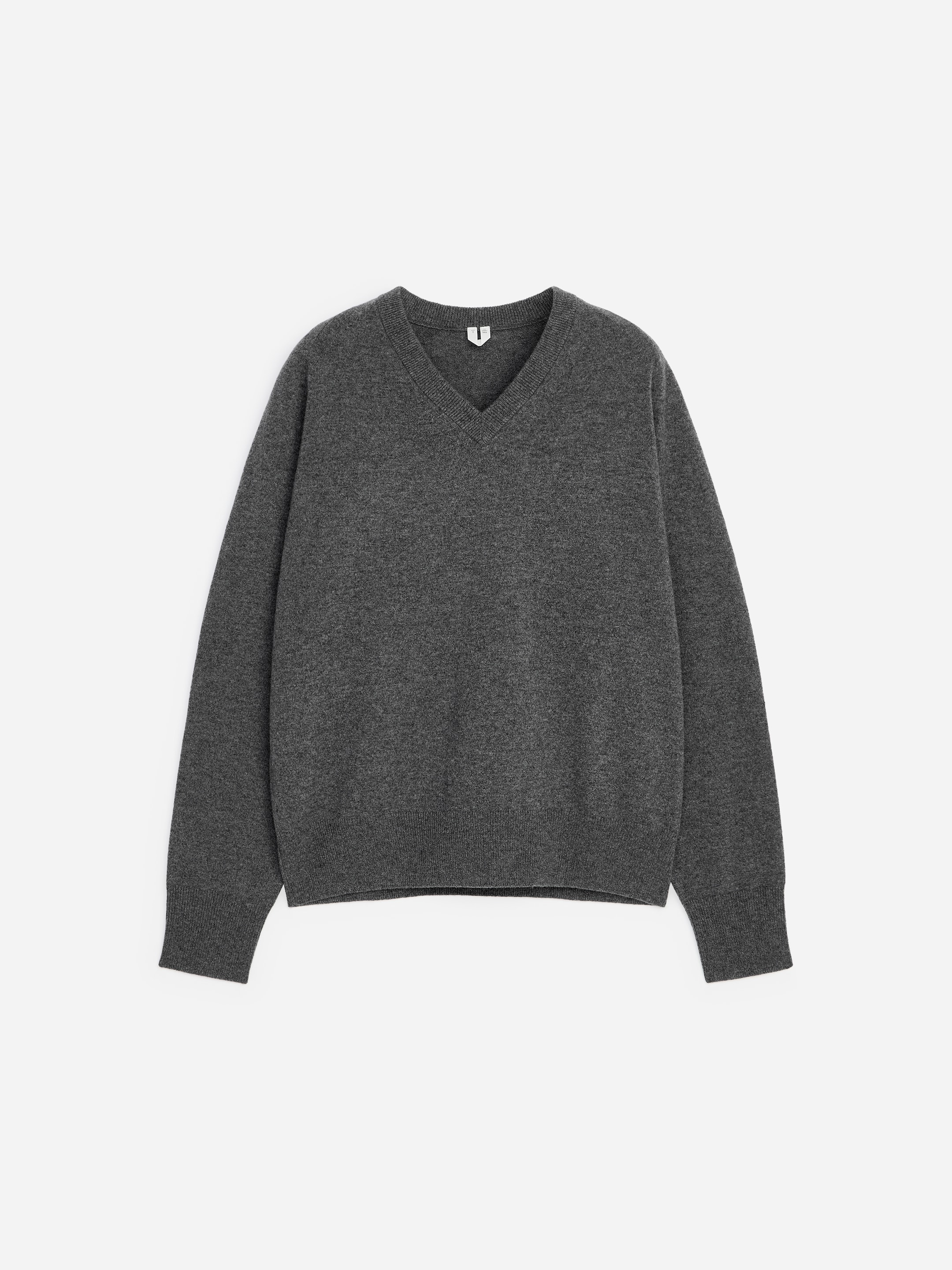 Relaxed Cashmere V-Neck Jumper-Grey-20076