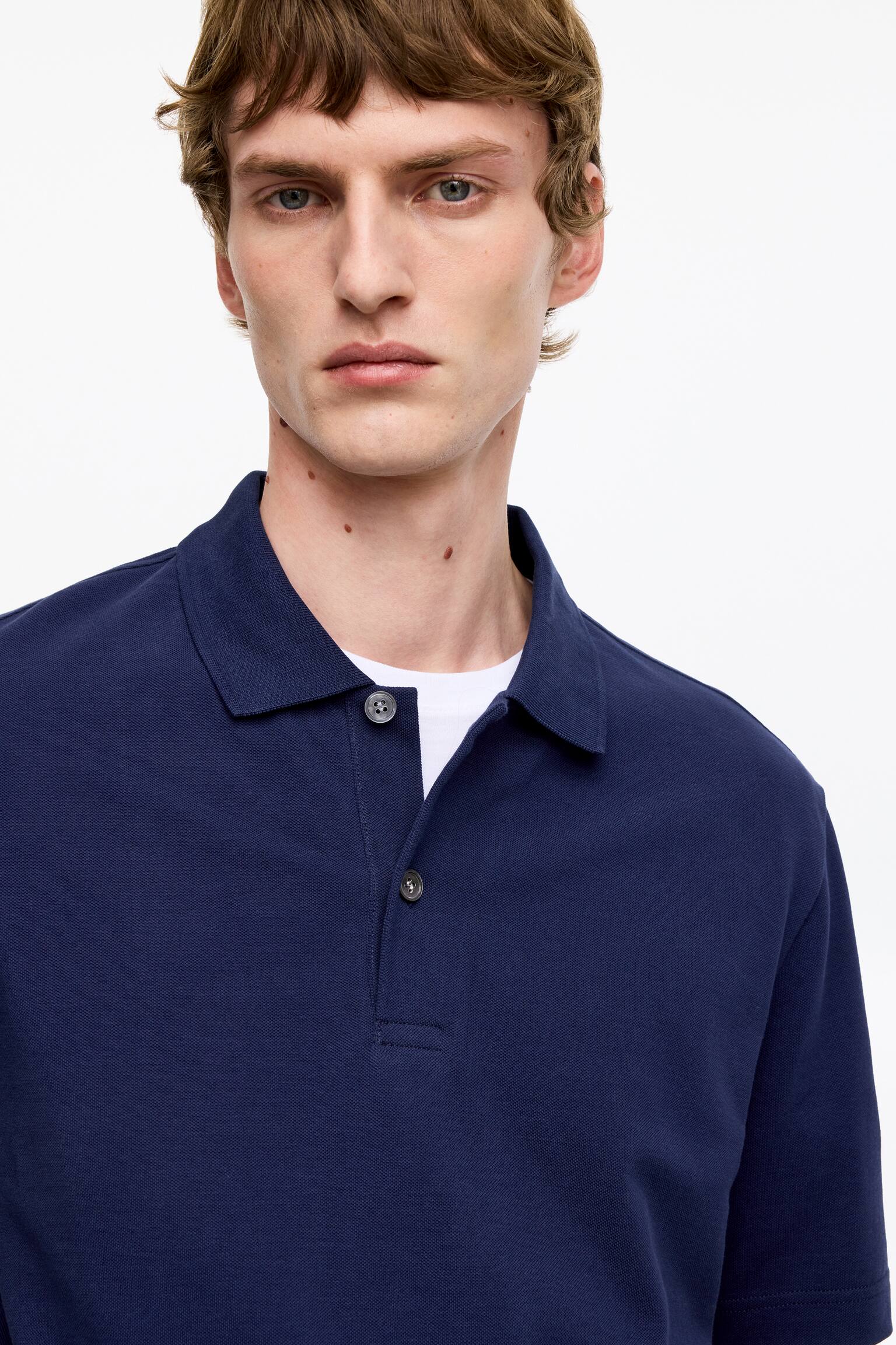 Polo en jersey piqué - Bleu foncé - 4