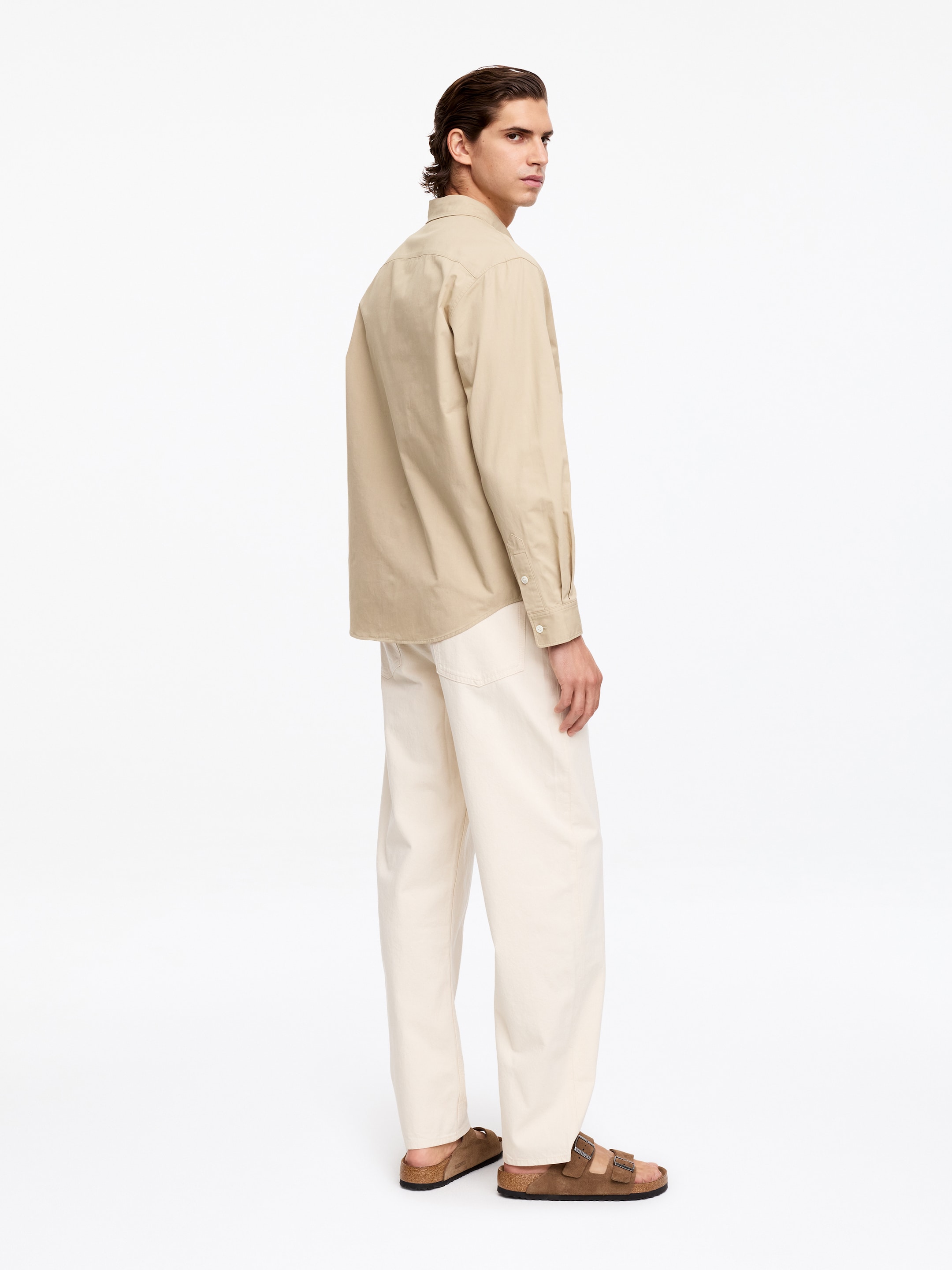 Relaxed Cotton Twill Shirt - Beige - Relaxed fit - Men - StillMedia/Lookbook - 4