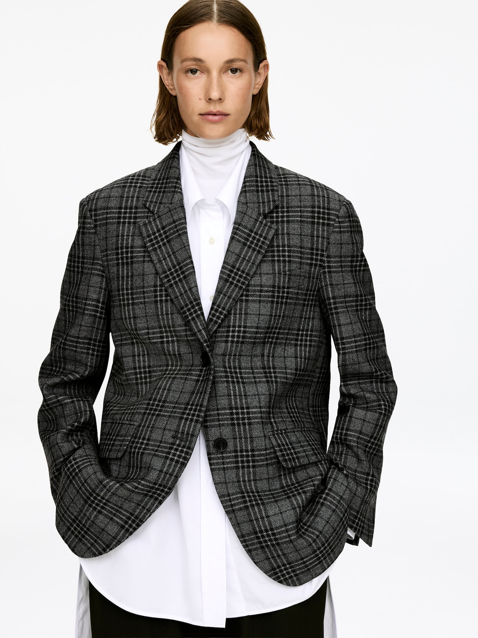 Relaxed Blazer - Black/Checkered - 3