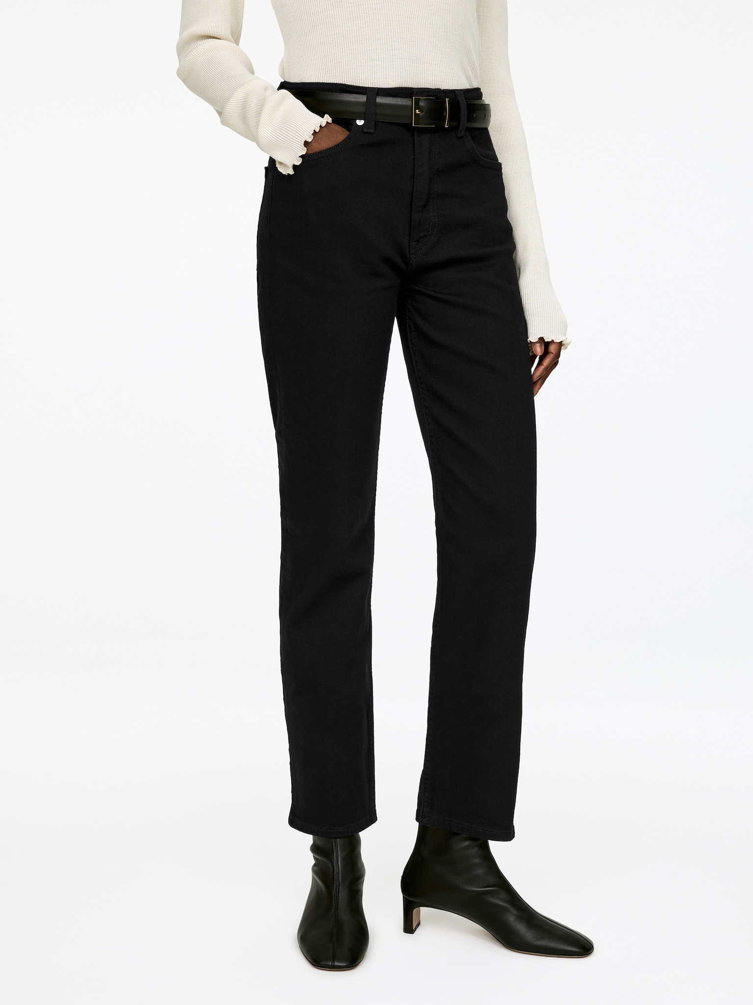 JADE croppet slank jeans - Svart/Mørkeblå/Mørkerød/Hvit/Vasket svart/Blå/Mørkeblå/Mellomblå/Mørkeblå - 3