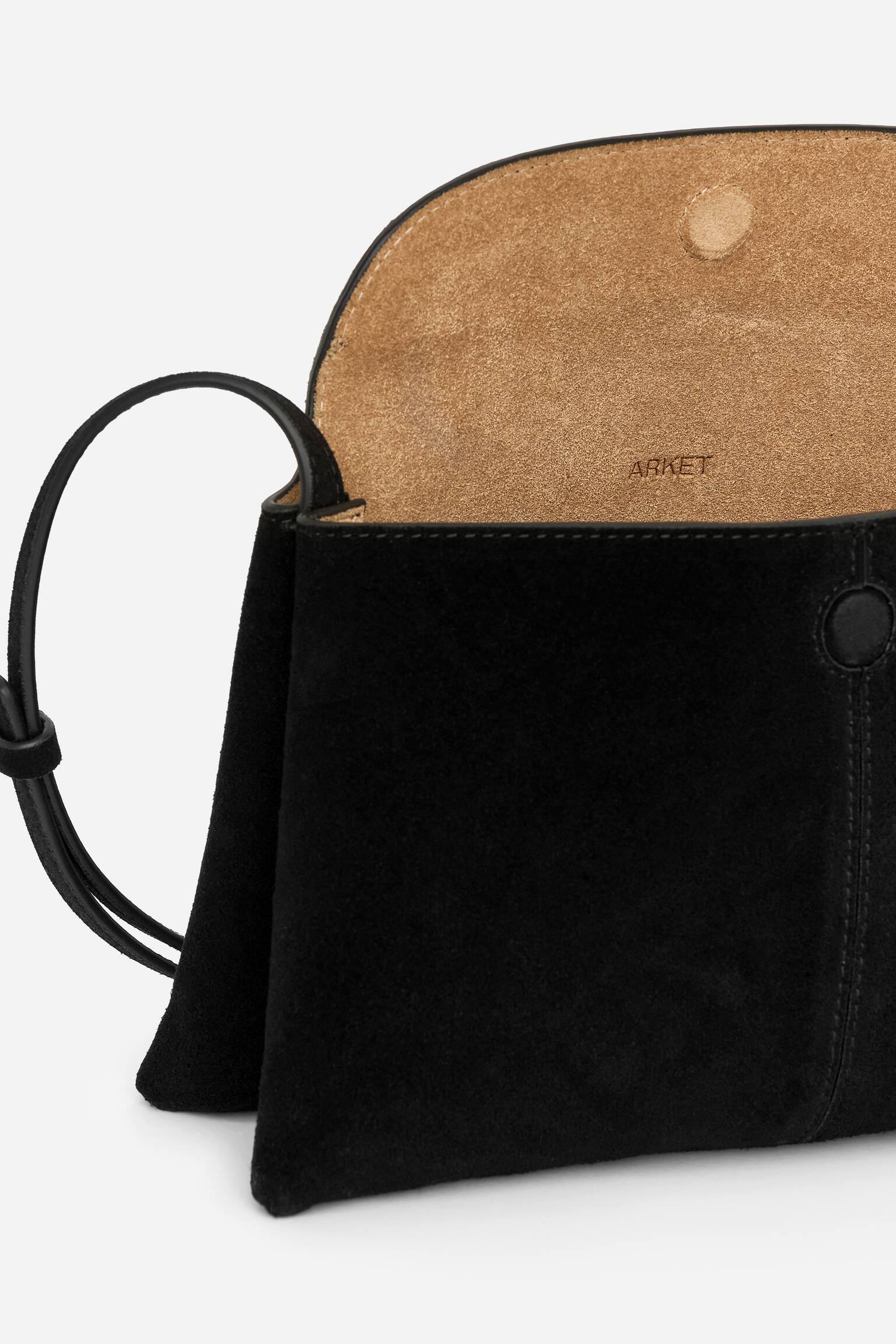 Suede Crossbody Bag - Black/Brown - 5
