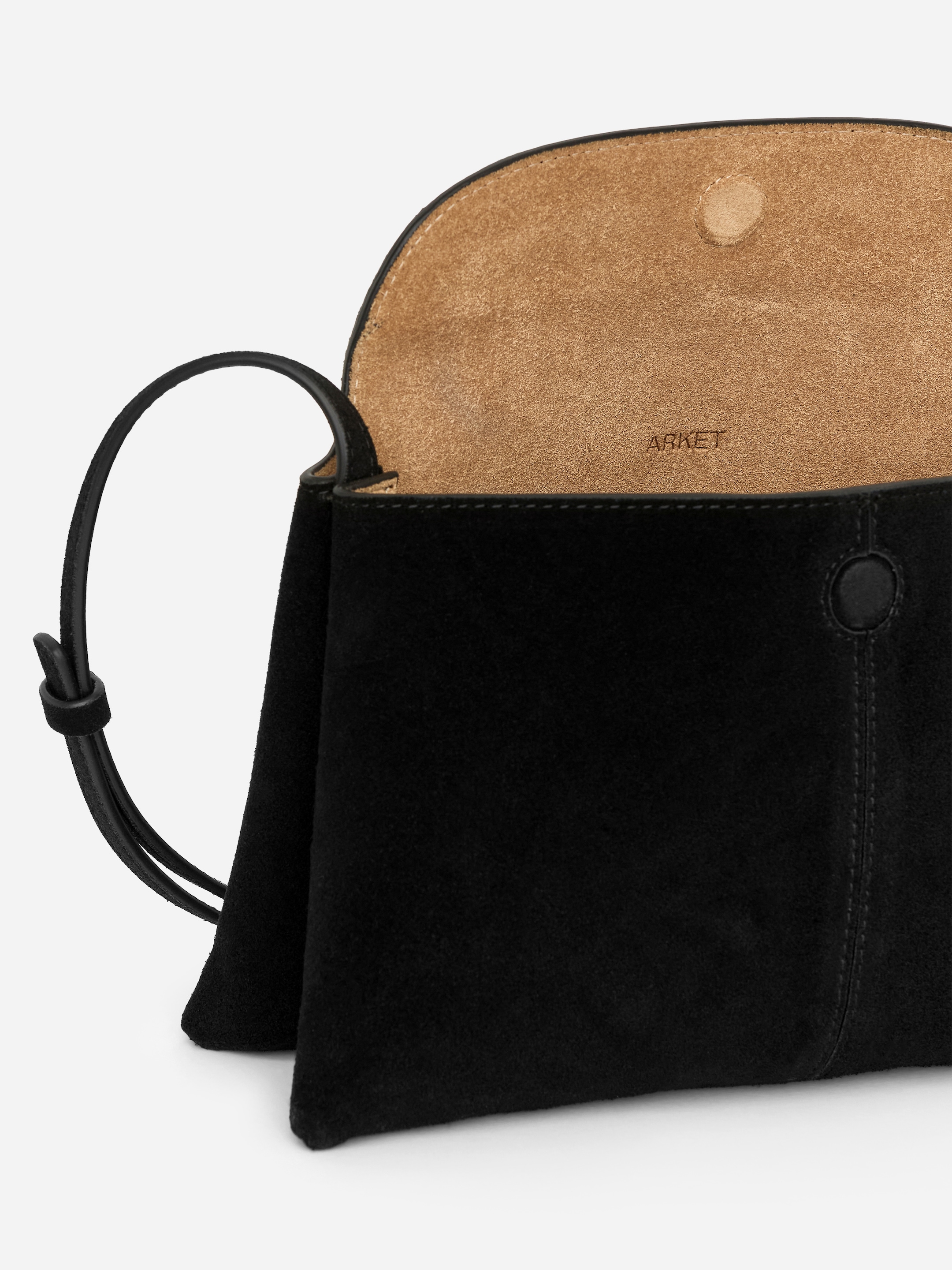 Sac bandoulière en croûte de cuir suédé - Noir - Femme - StillMedia/DescriptiveDetail - 3