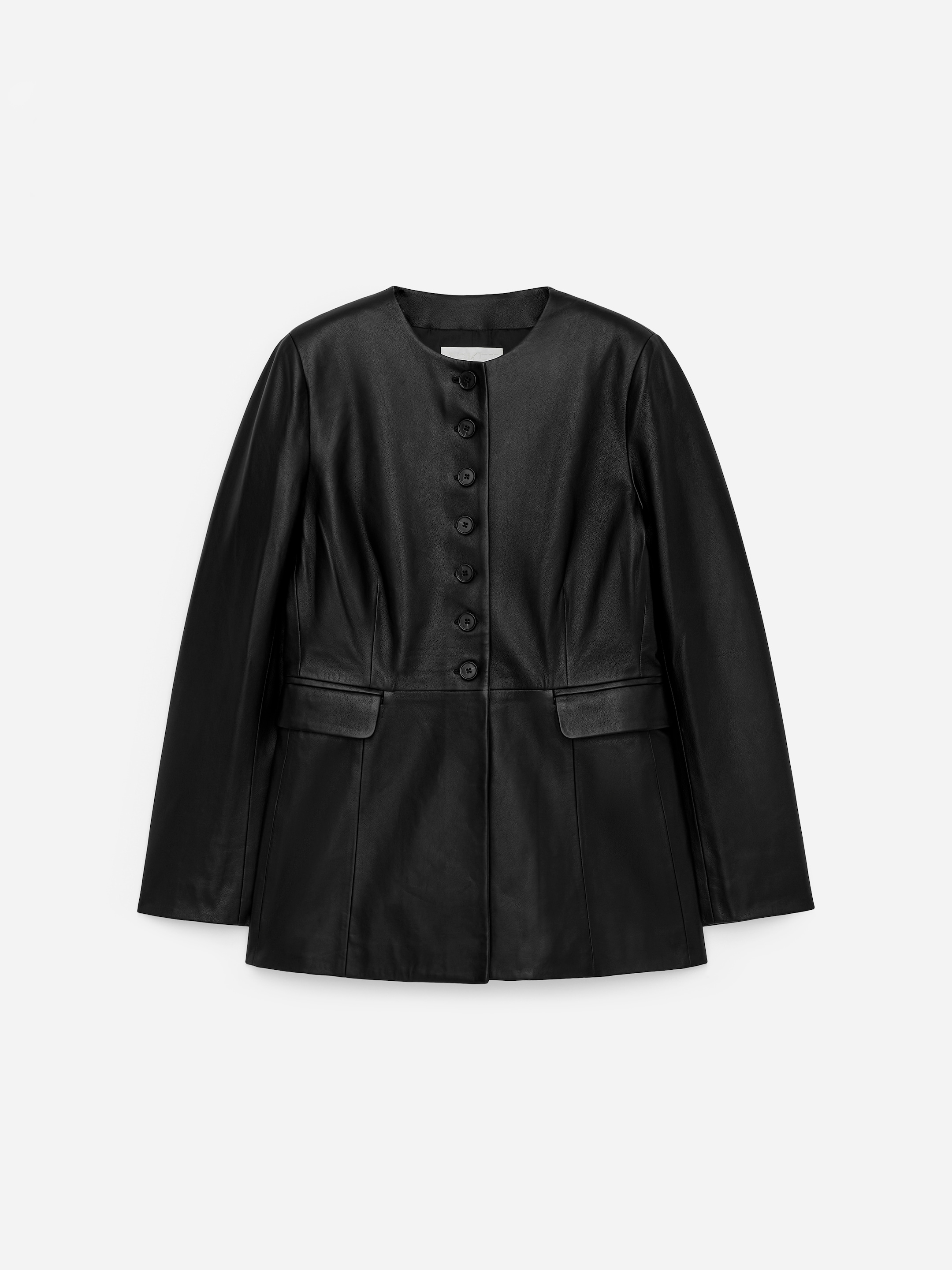 Collarless Leather Blazer - Black - Slim fit - Women - StillMedia/DescriptiveStillLife - 2