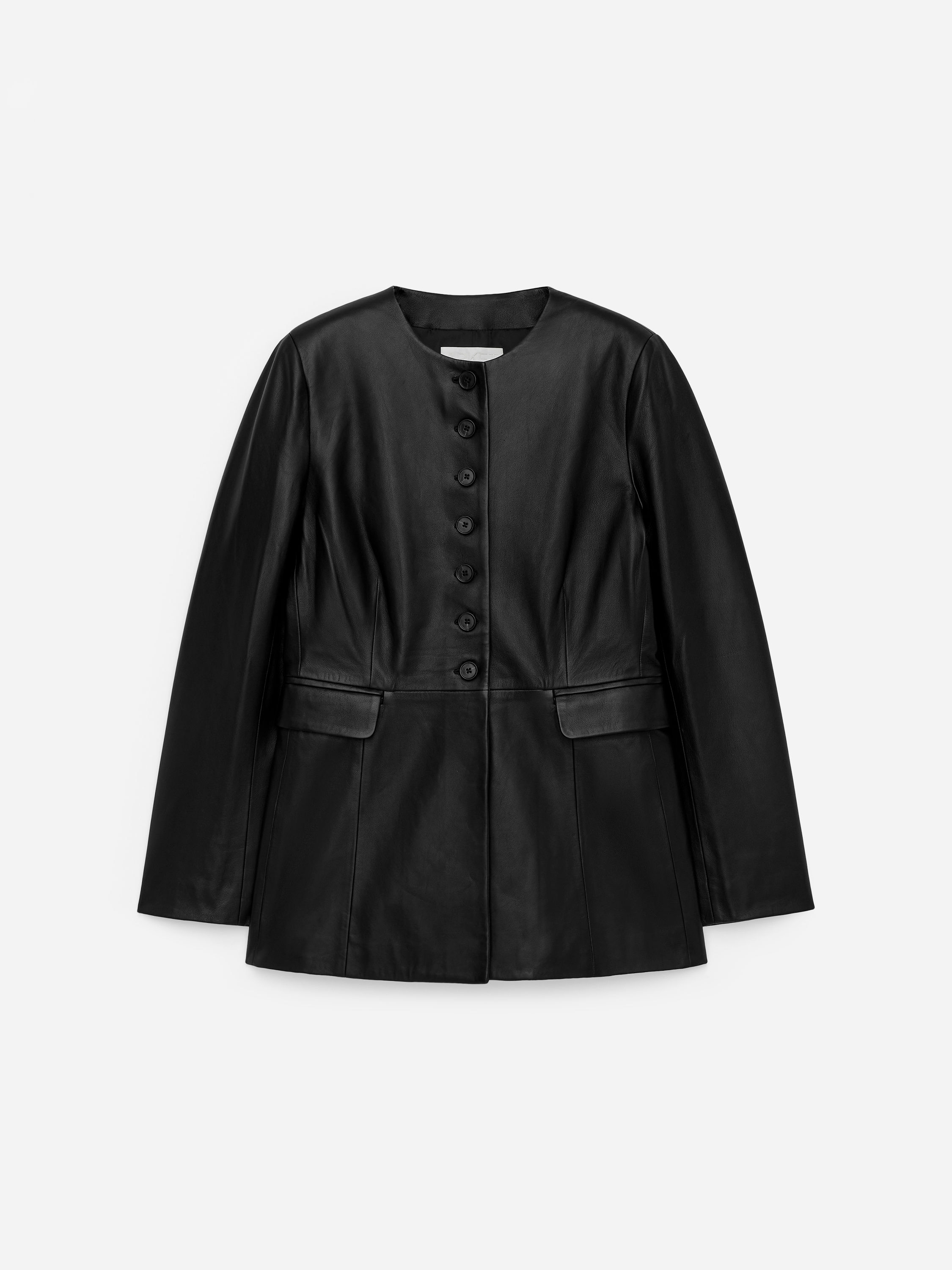 Collarless Leather Blazer - Black - Slim fit - Women - StillMedia/DescriptiveStillLife - 2