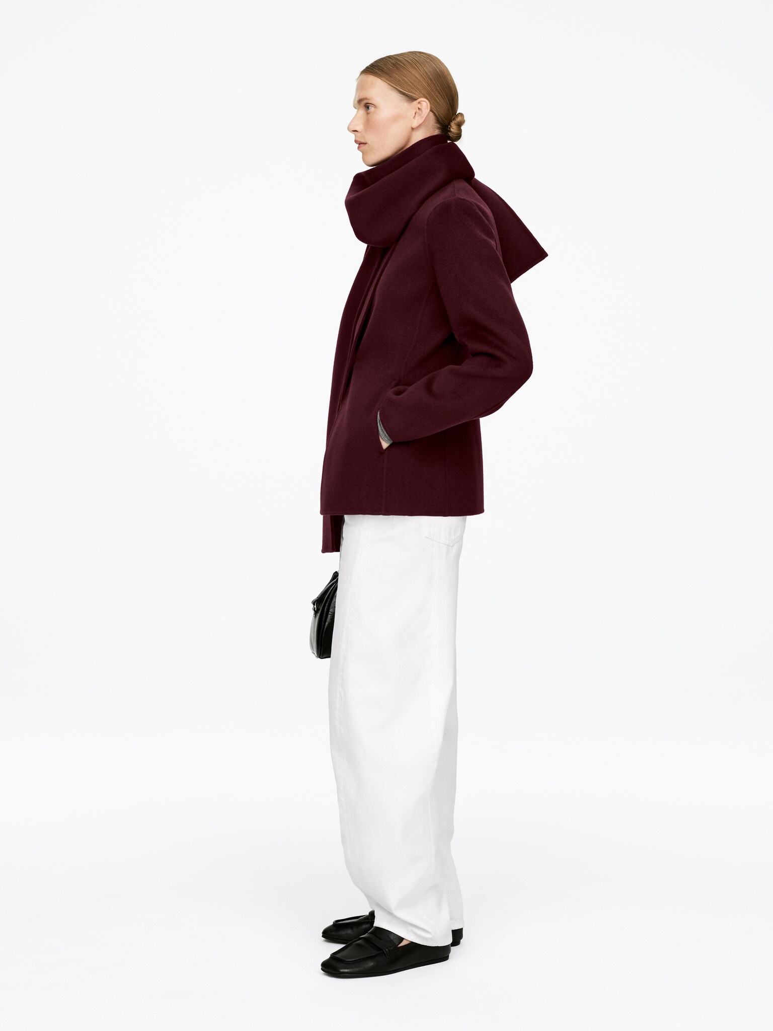 Blazer en laine doublée mélangée - Bordeaux/Noir - 4
