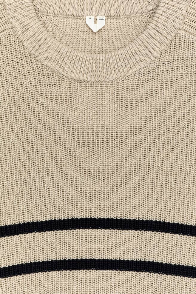 Baumwoll-Pullover mit Rundhalsausschnitt-Beige/dunkelblau - 2