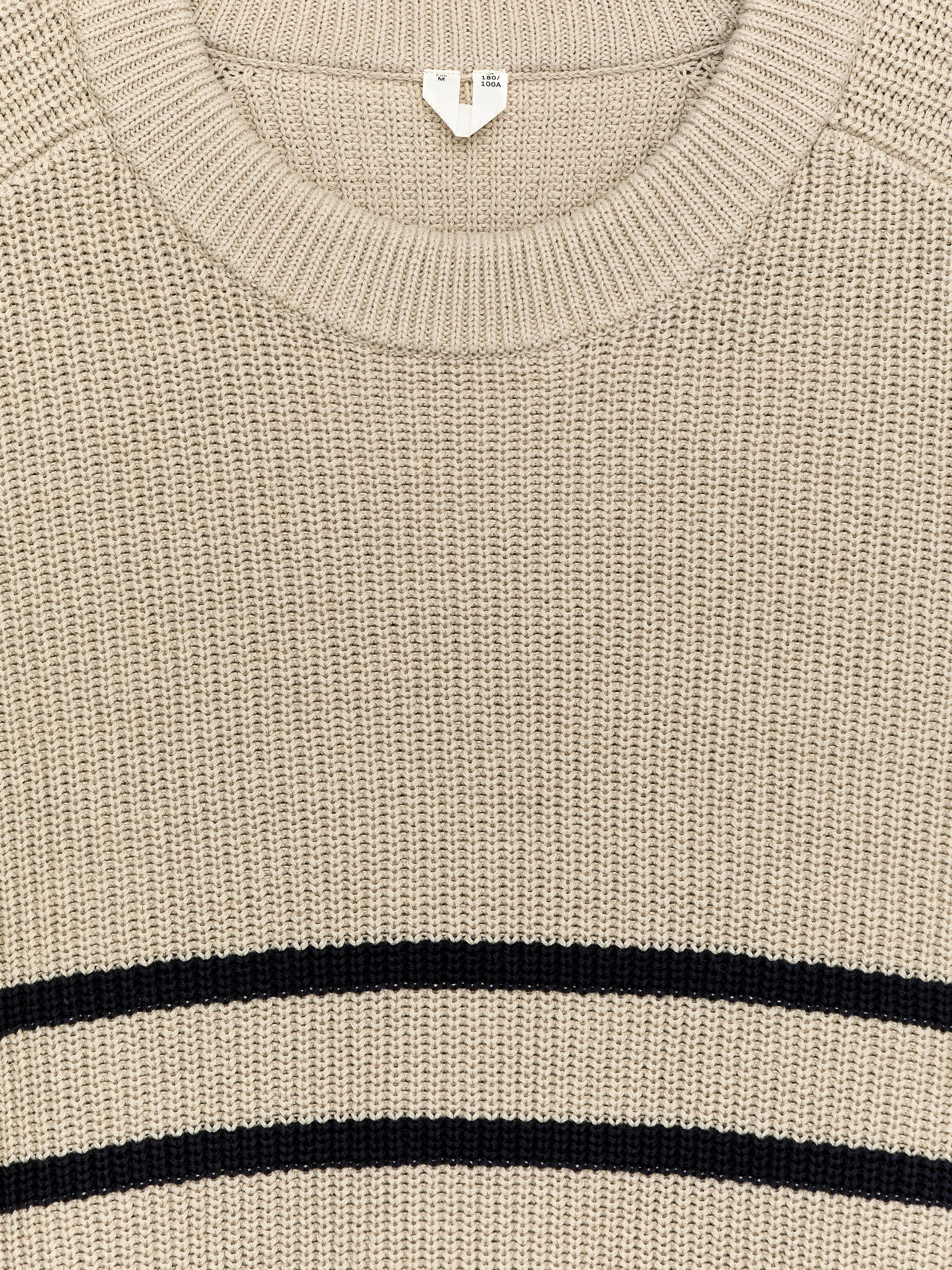 Jersey de algodón con cuello redondo - Beige/azul oscuro - Corte estándar - Men - StillMedia/DescriptiveStillLife - 1