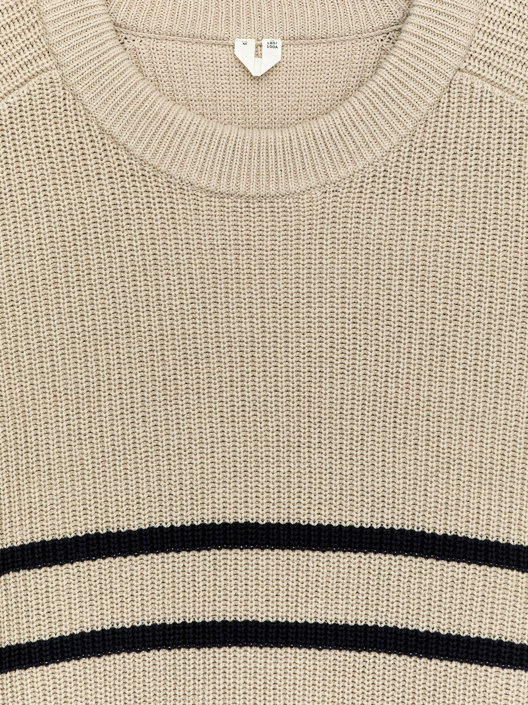 Pull à col rond en coton - Beige/Bleu foncé - Regular fit - Homme - StillMedia/DescriptiveStillLife - 1