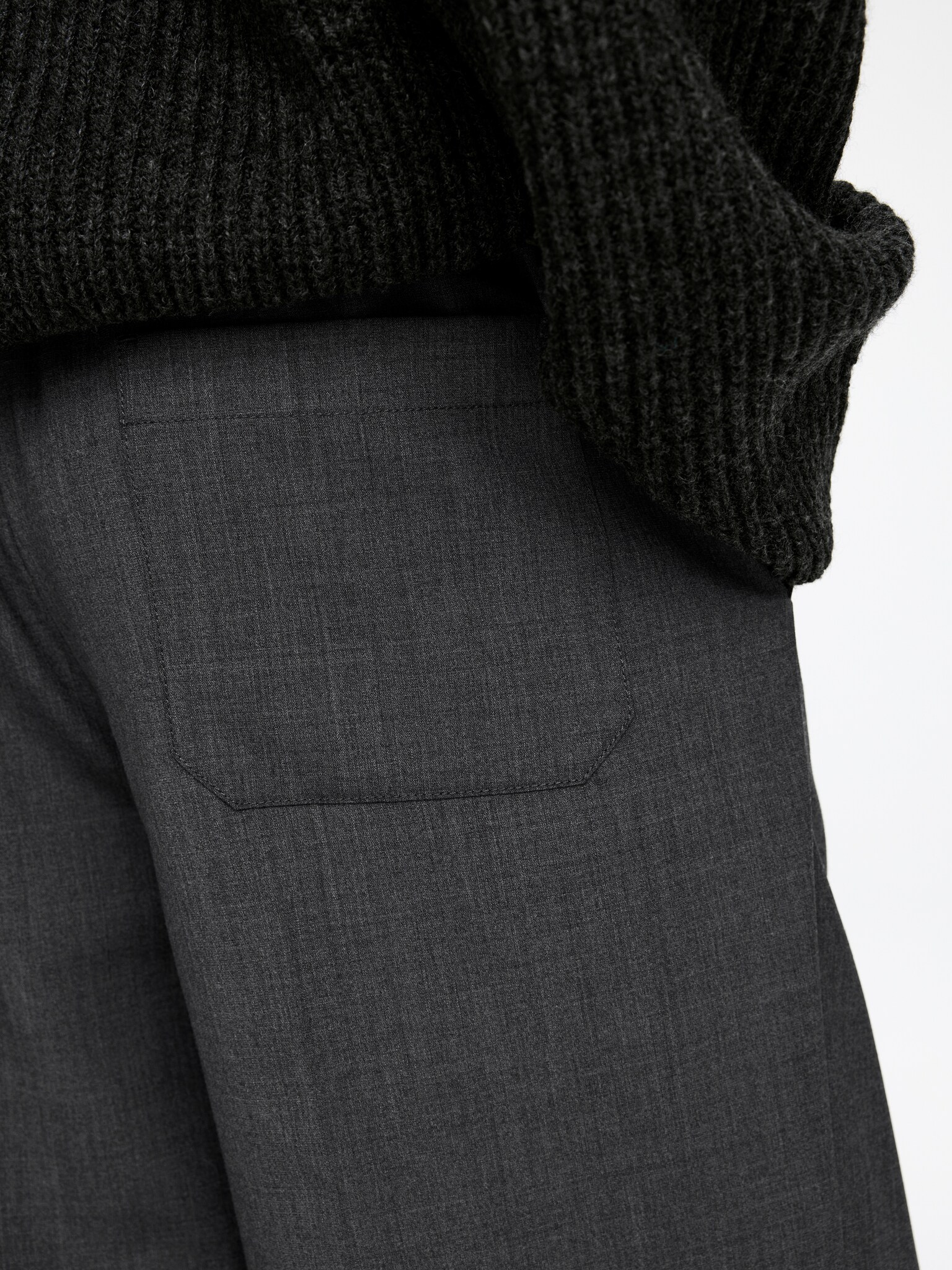 Pantalon en laine à cordon de serrage - gris - 4