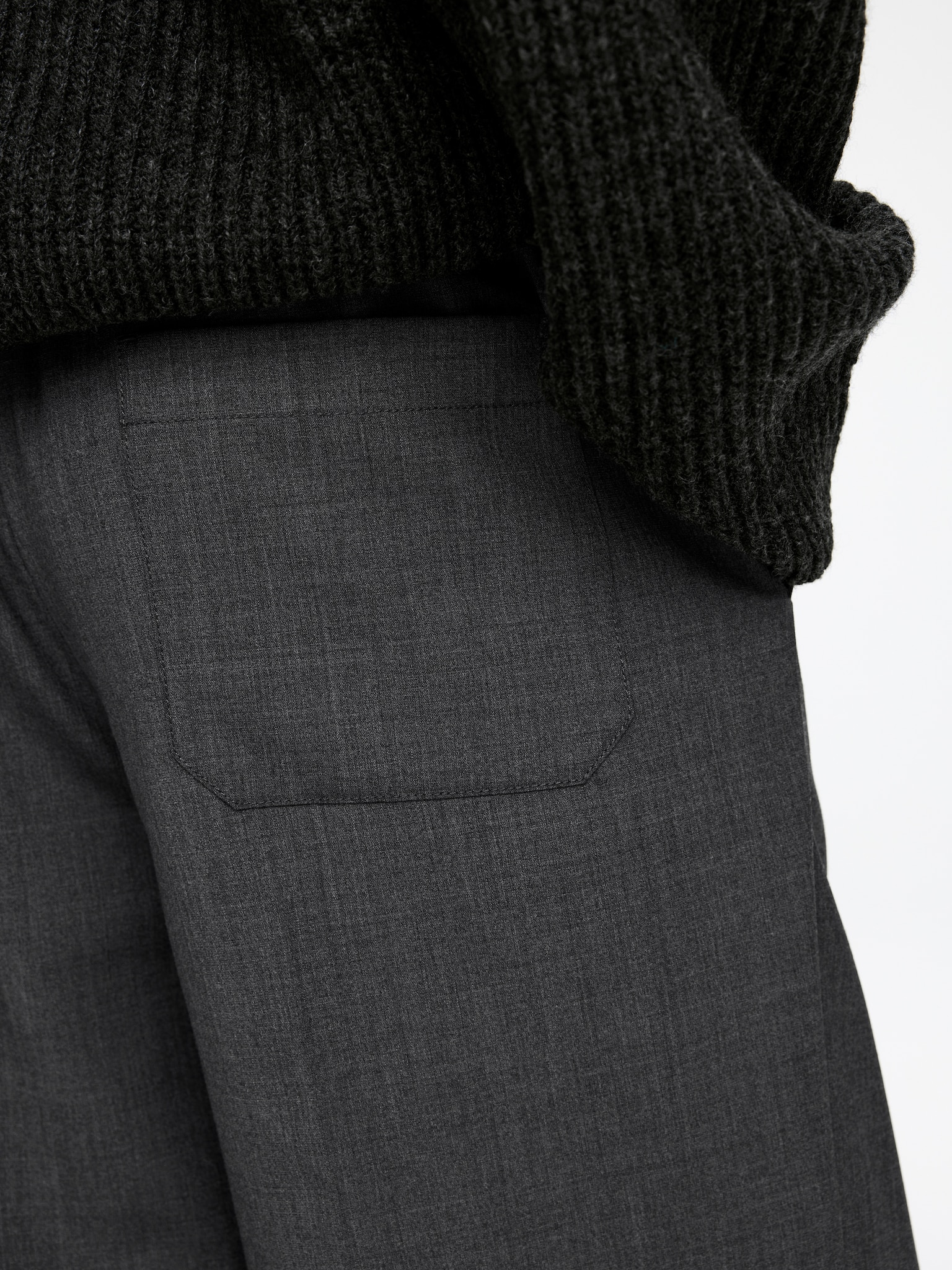 Pantalon en laine à cordon de serrage - gris - 4