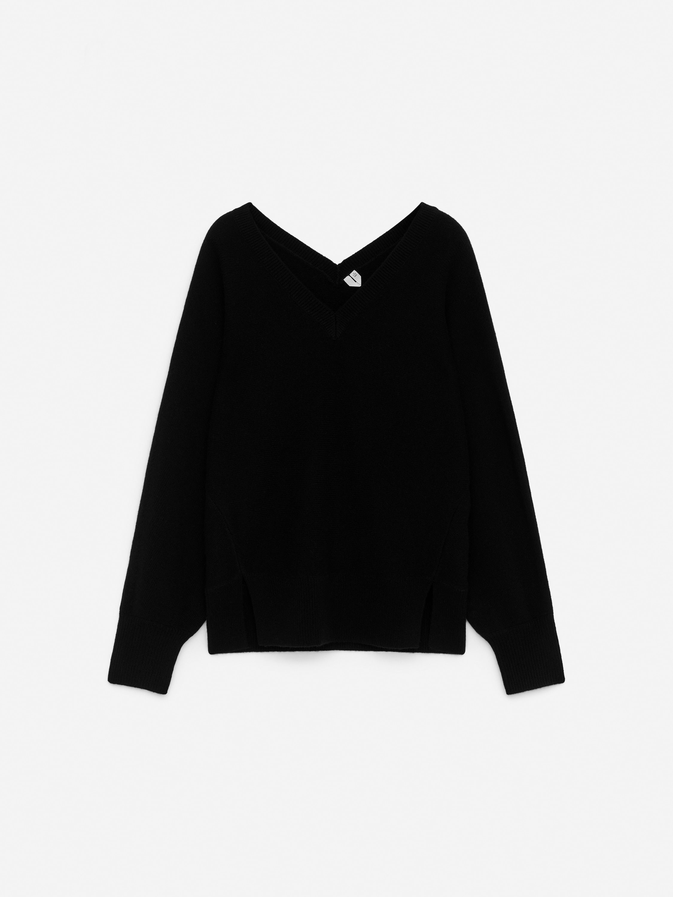 Pure Cashmere V-Neck Jumper - Black/Grey