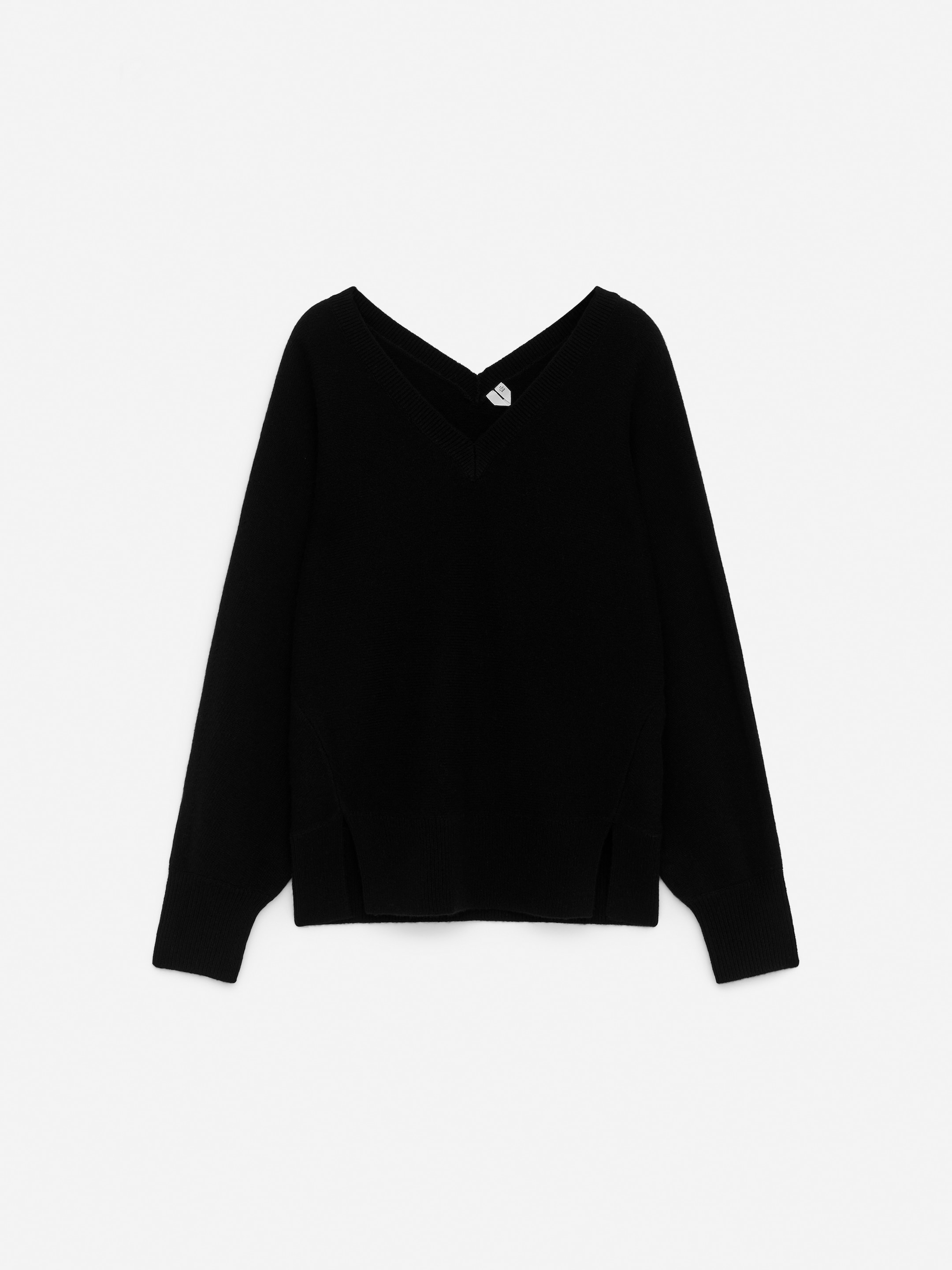 Maglione con scollo a V in puro cashmere-#2e2e2d-17306