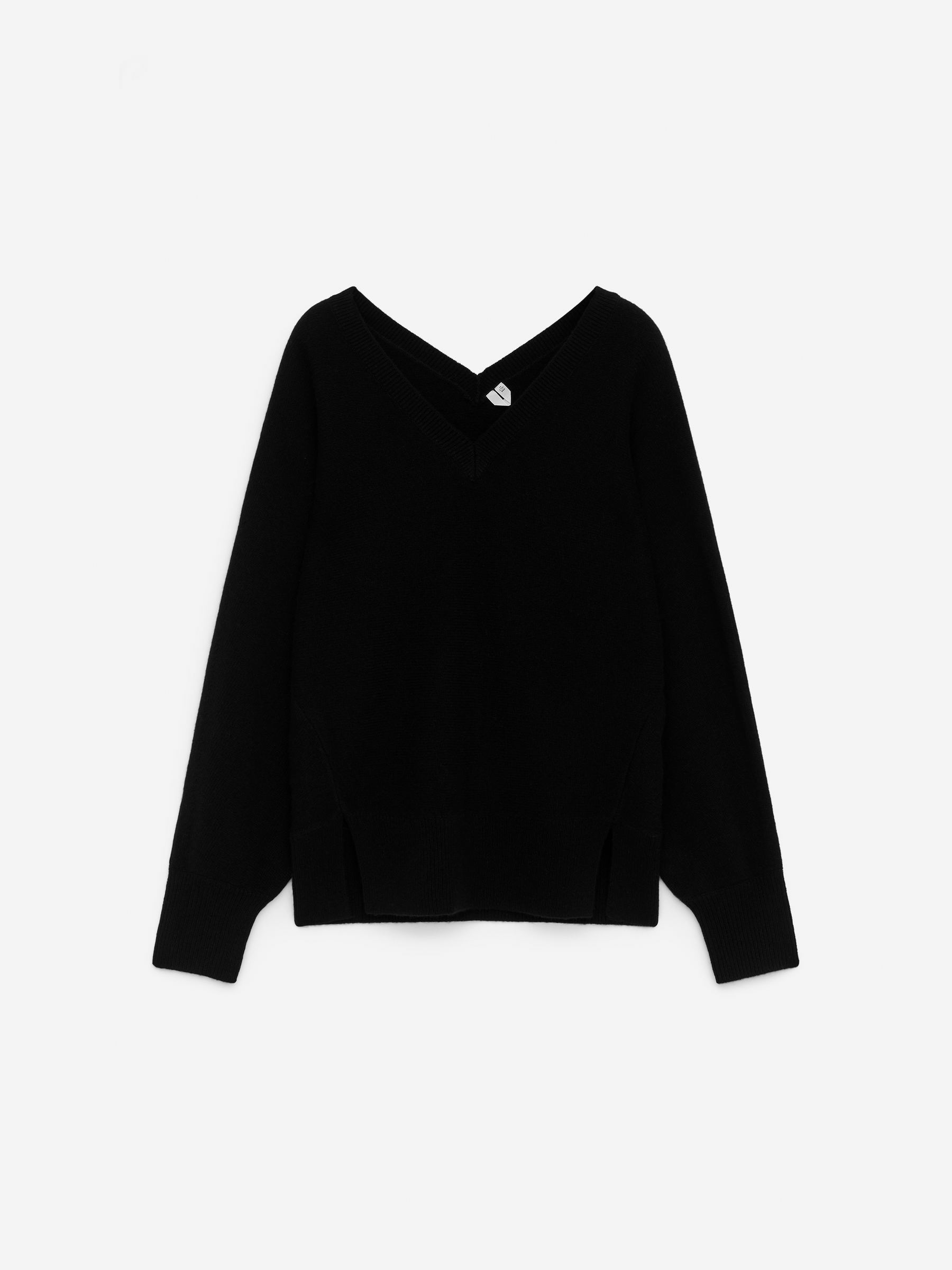 Pure Cashmere V-Neck Jumper-Black-17306