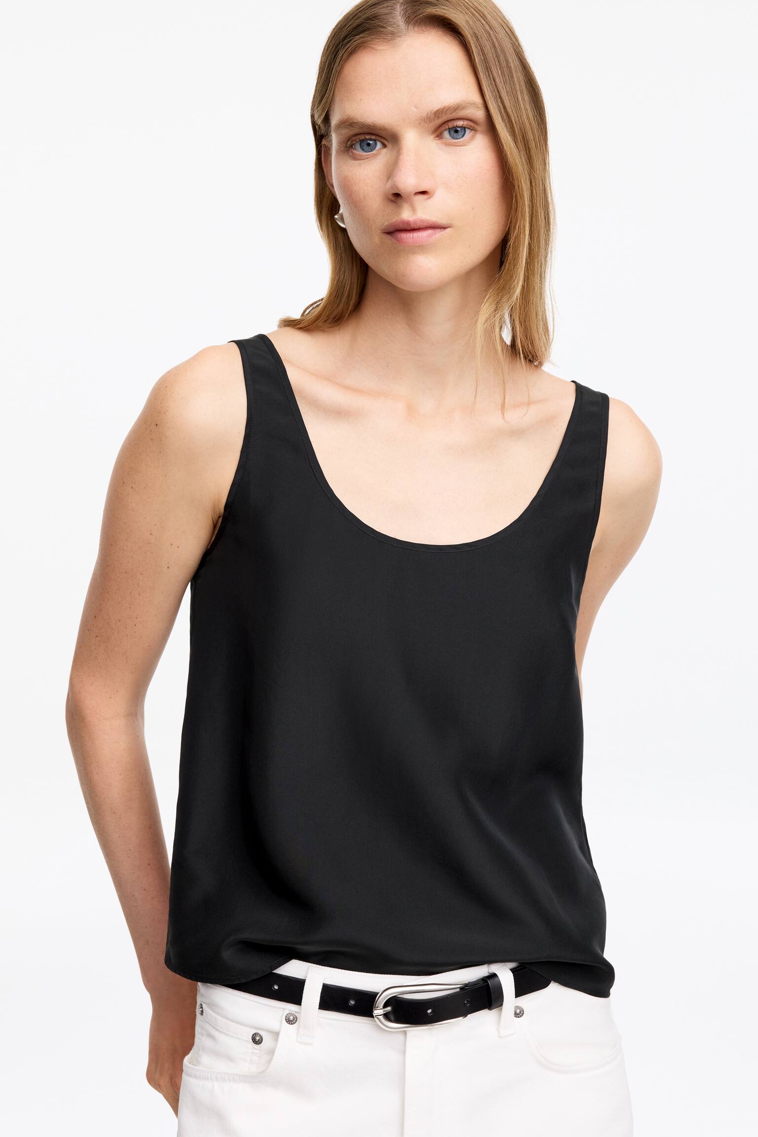 Selyem tank top-Fekete - 4