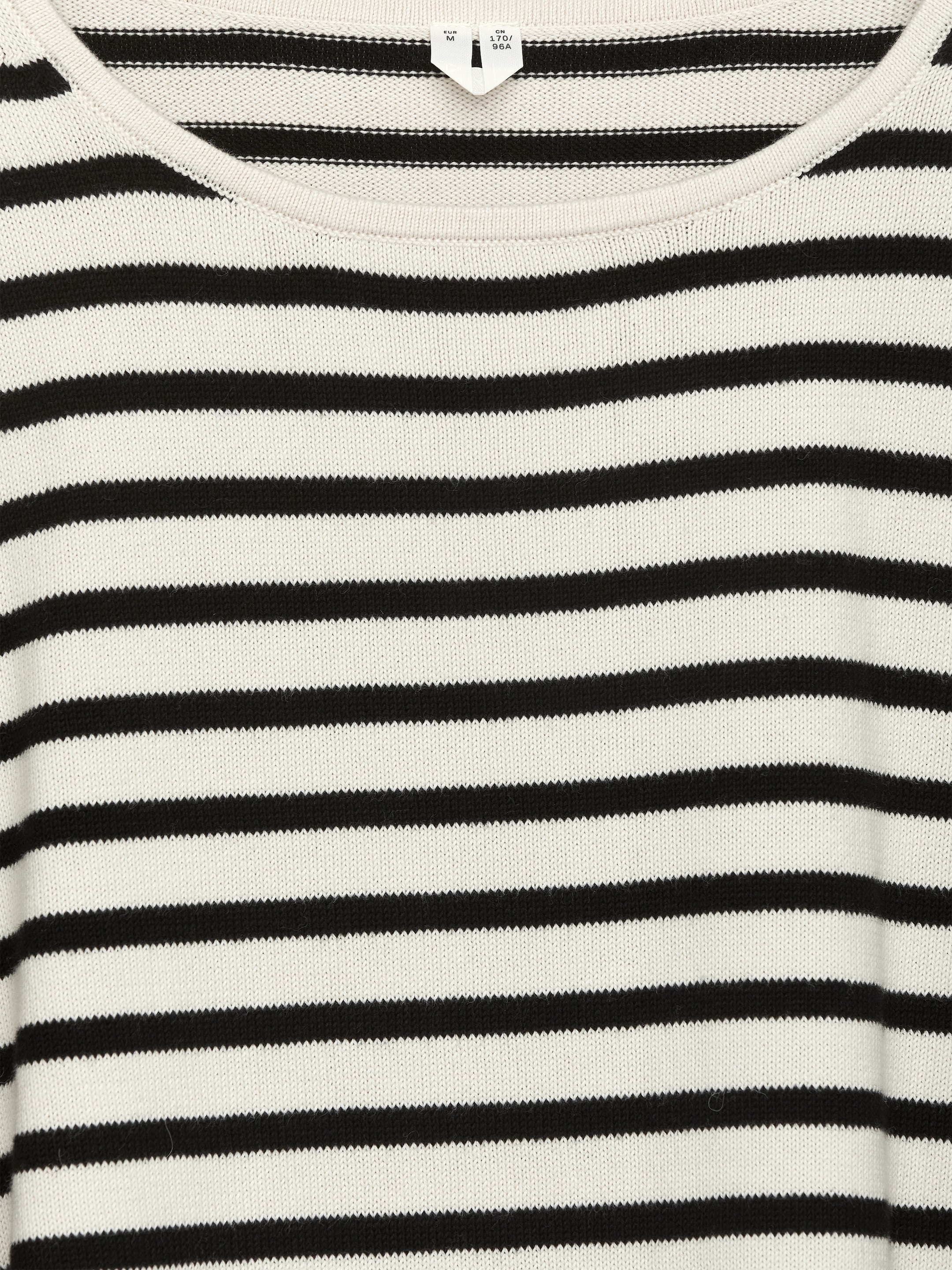 Visa större bild: Stickad tröja i bomull - Beige/svart - DAM | H&M SE 2