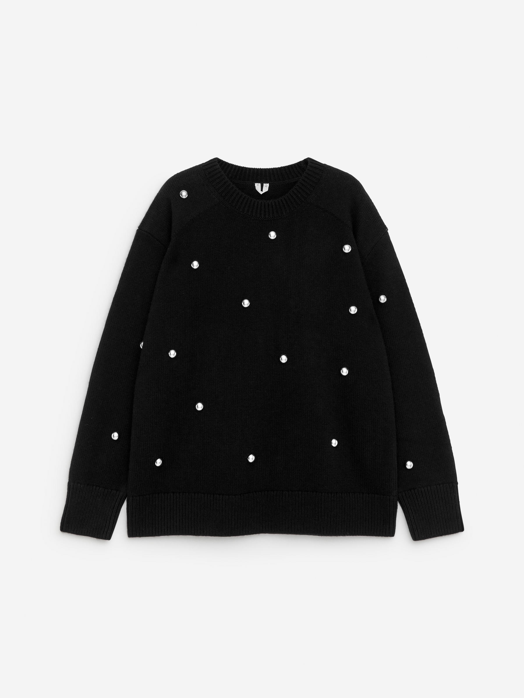 Wollpullover mit Nieten-Schwarz-16746