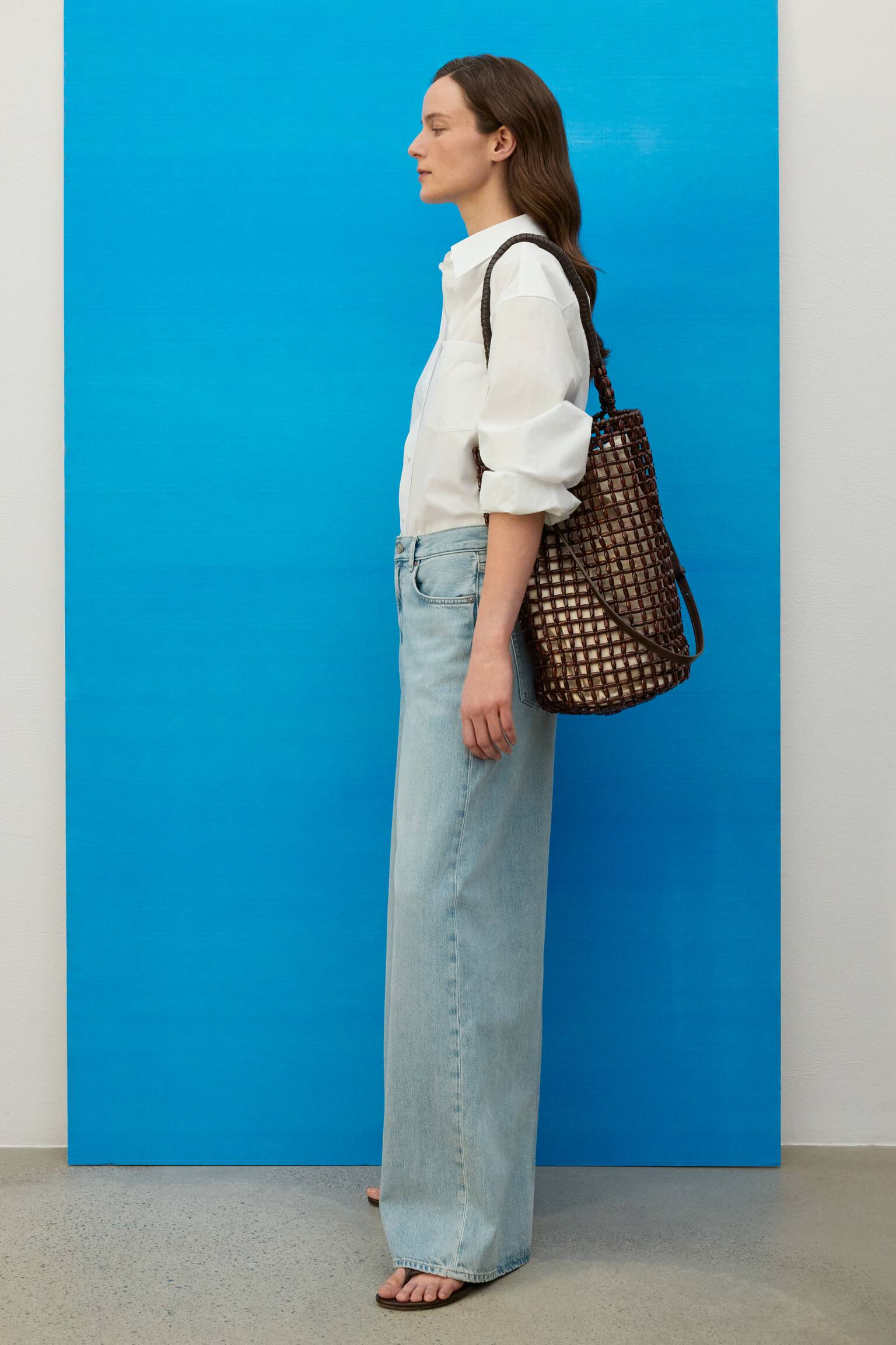 Bawełniana koszula - Biały/Jasnoniebieski/Jasnoturkusowy - 10