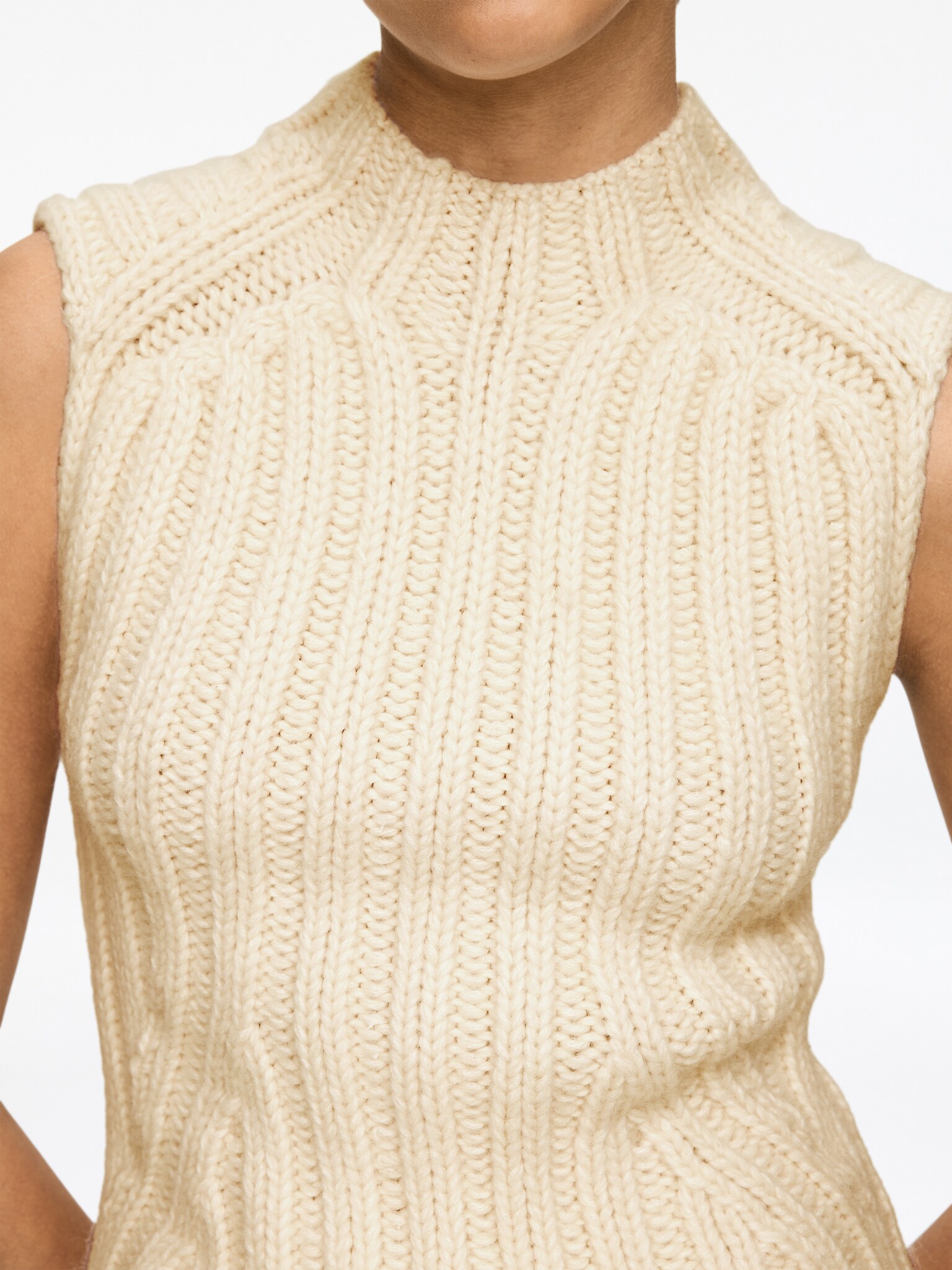Rib-Knitted Vest - Off White - 5