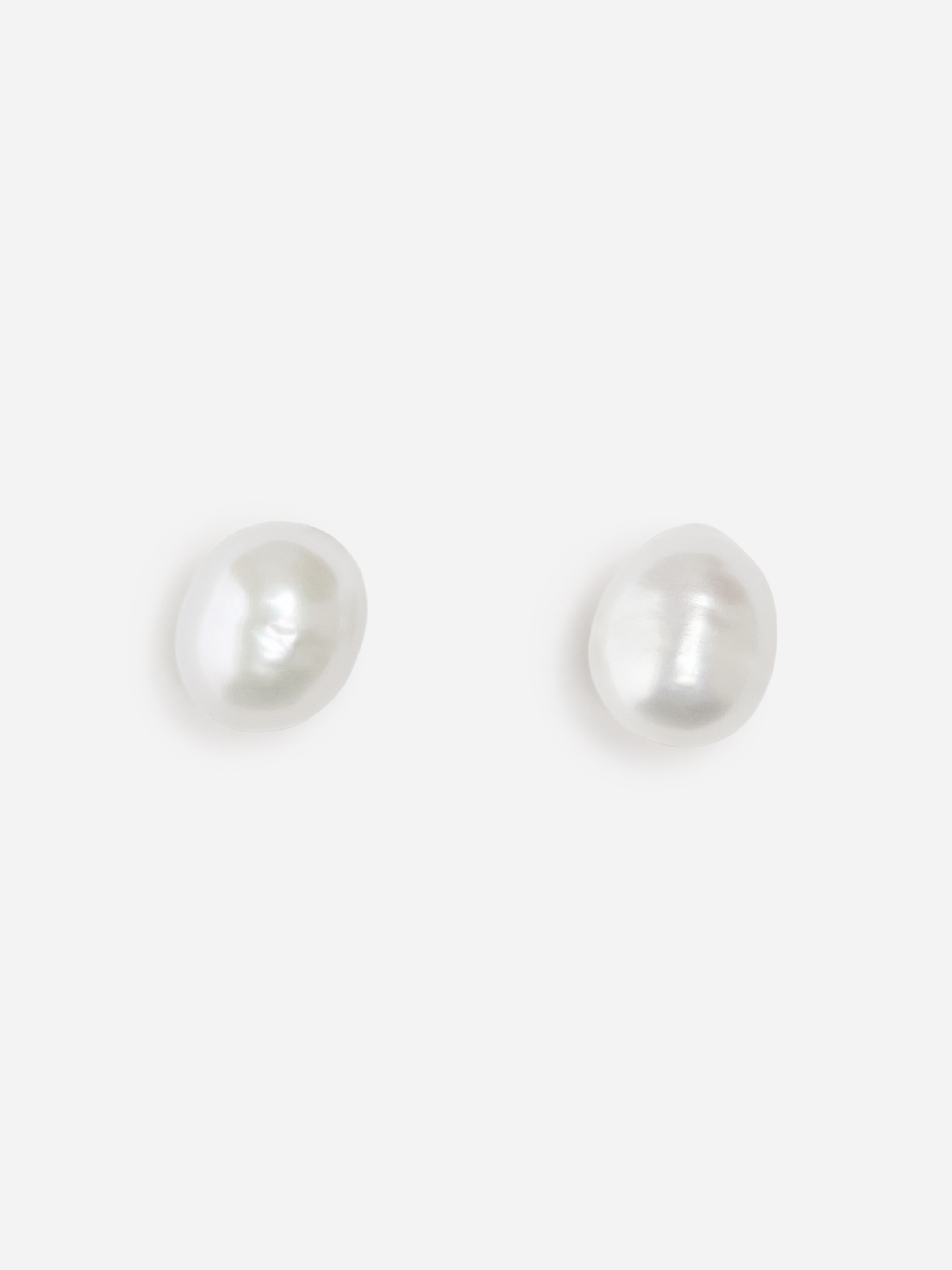 Pearl Stud Earrings-#DFDEDE-19355