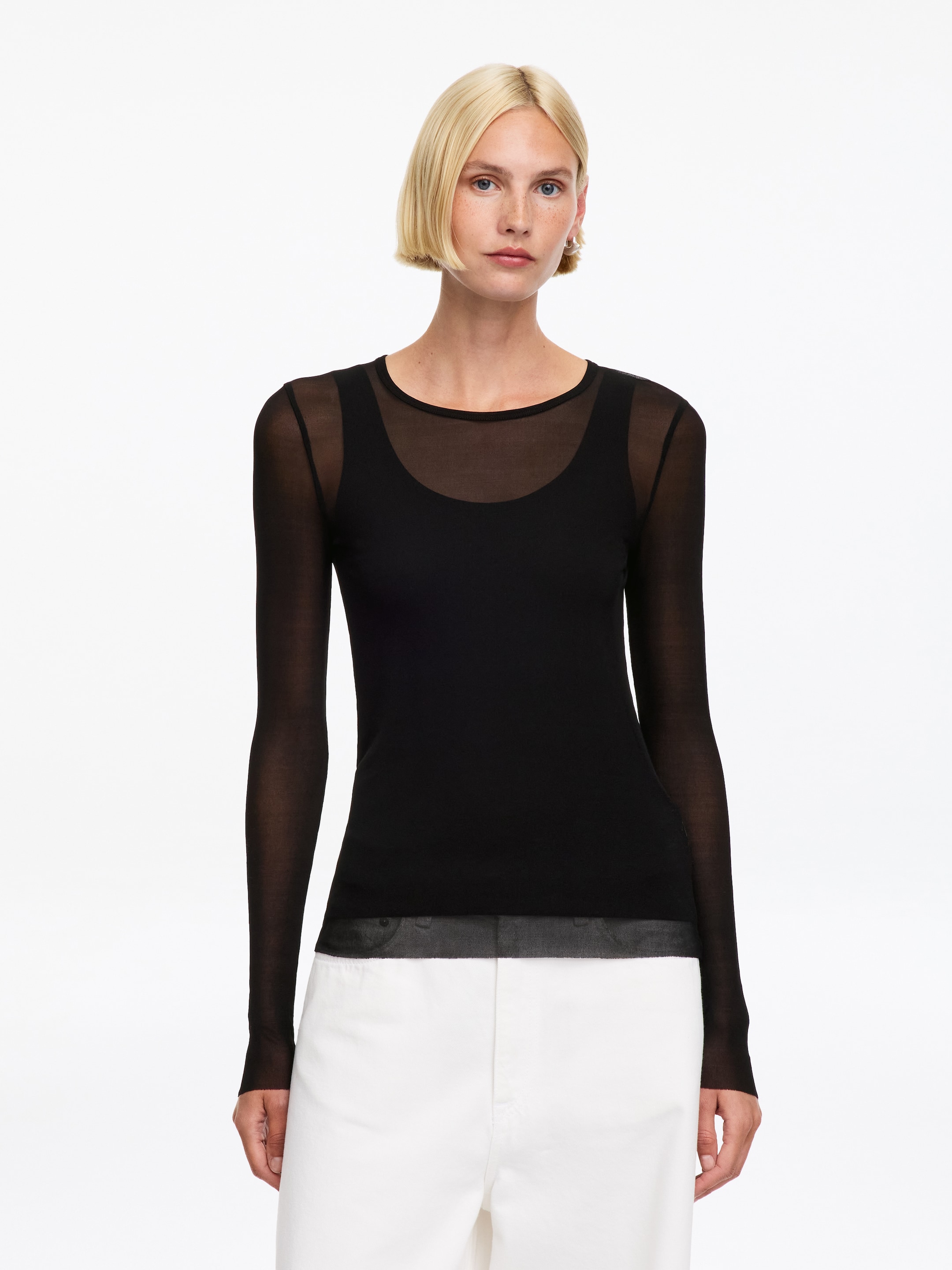 Slim Silk Top-Black-19811